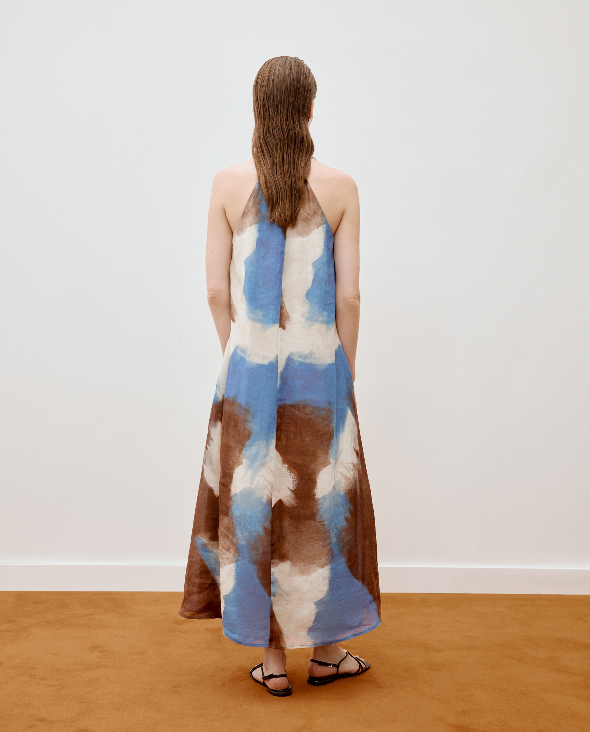 Vestido Halter com Estampado Geométrico Azul-3