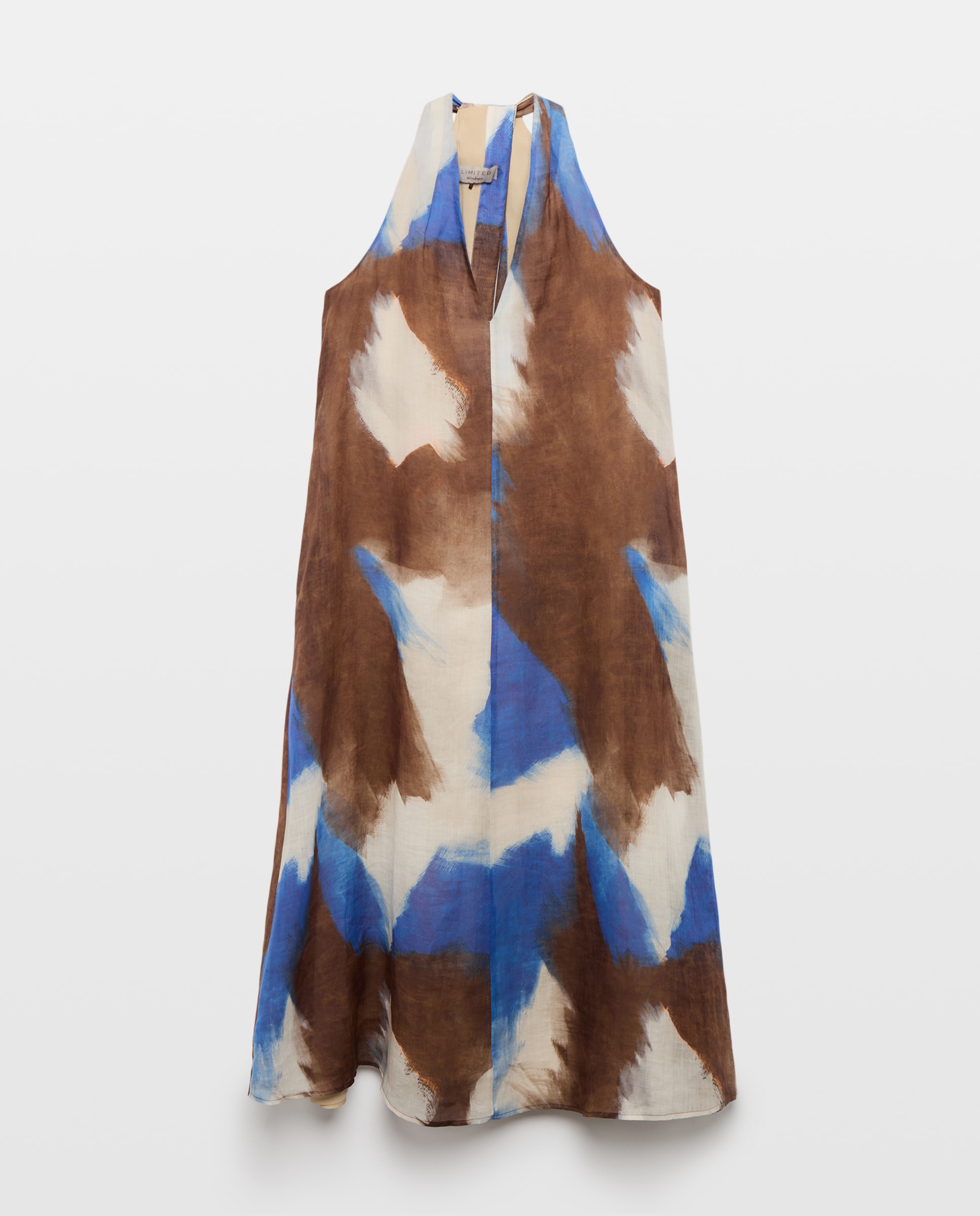 Vestido Halter com Estampado Geométrico Azul-5