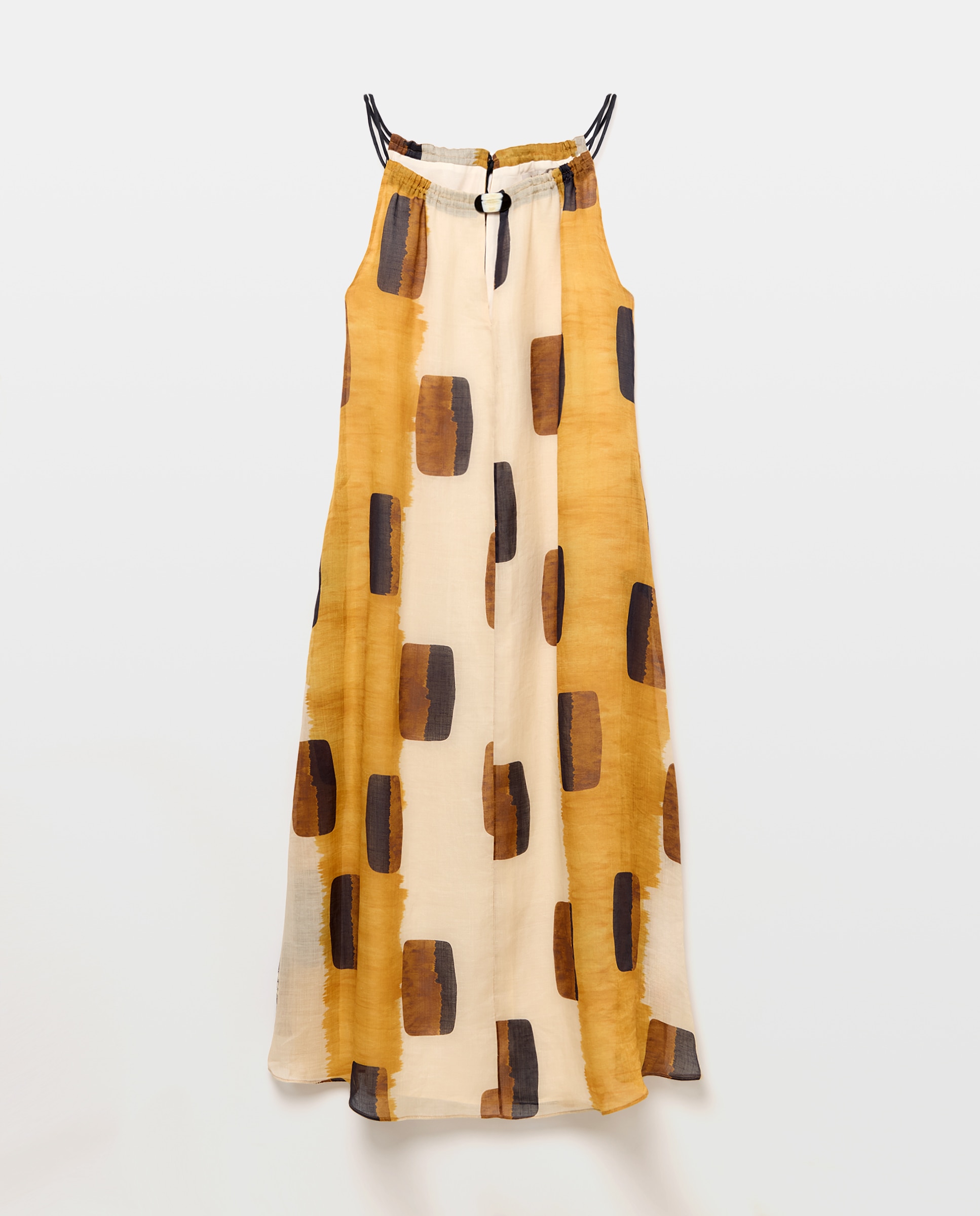 Vestido Halter com Estampado Geométrico Amarelo-5
