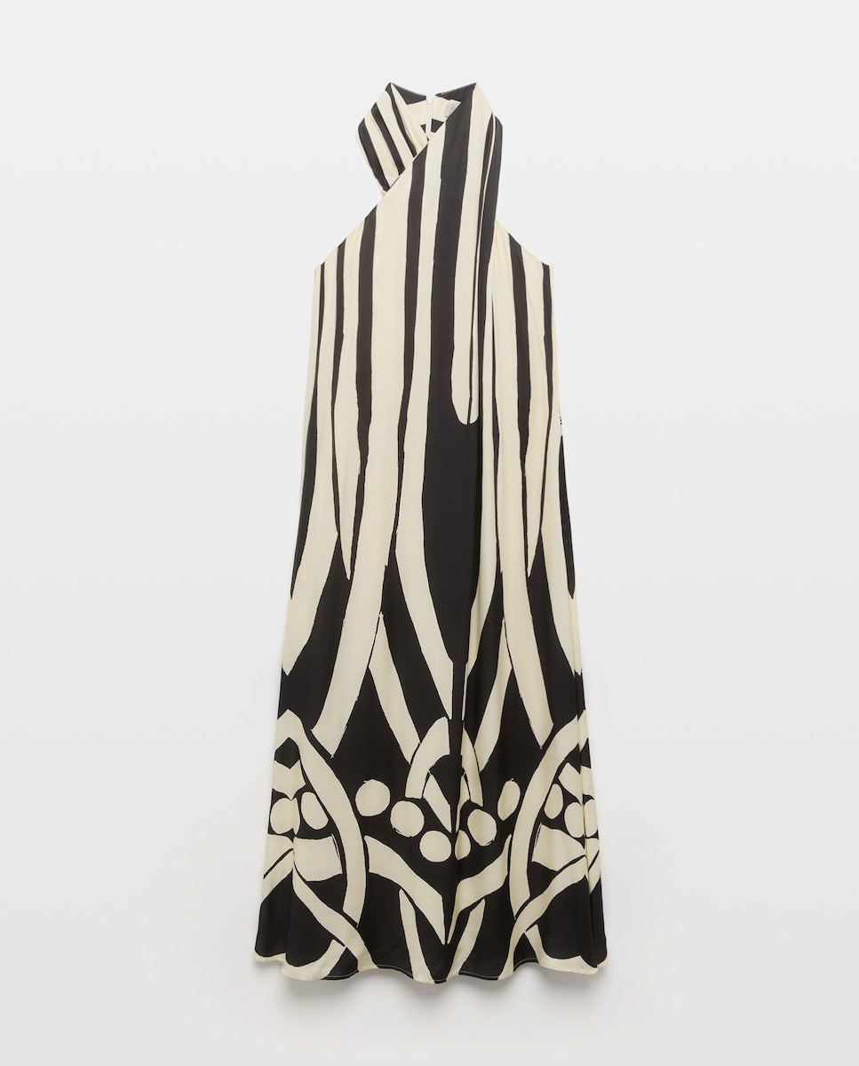 Imagem 0 de Vestido Halter com Estampado Rodapé