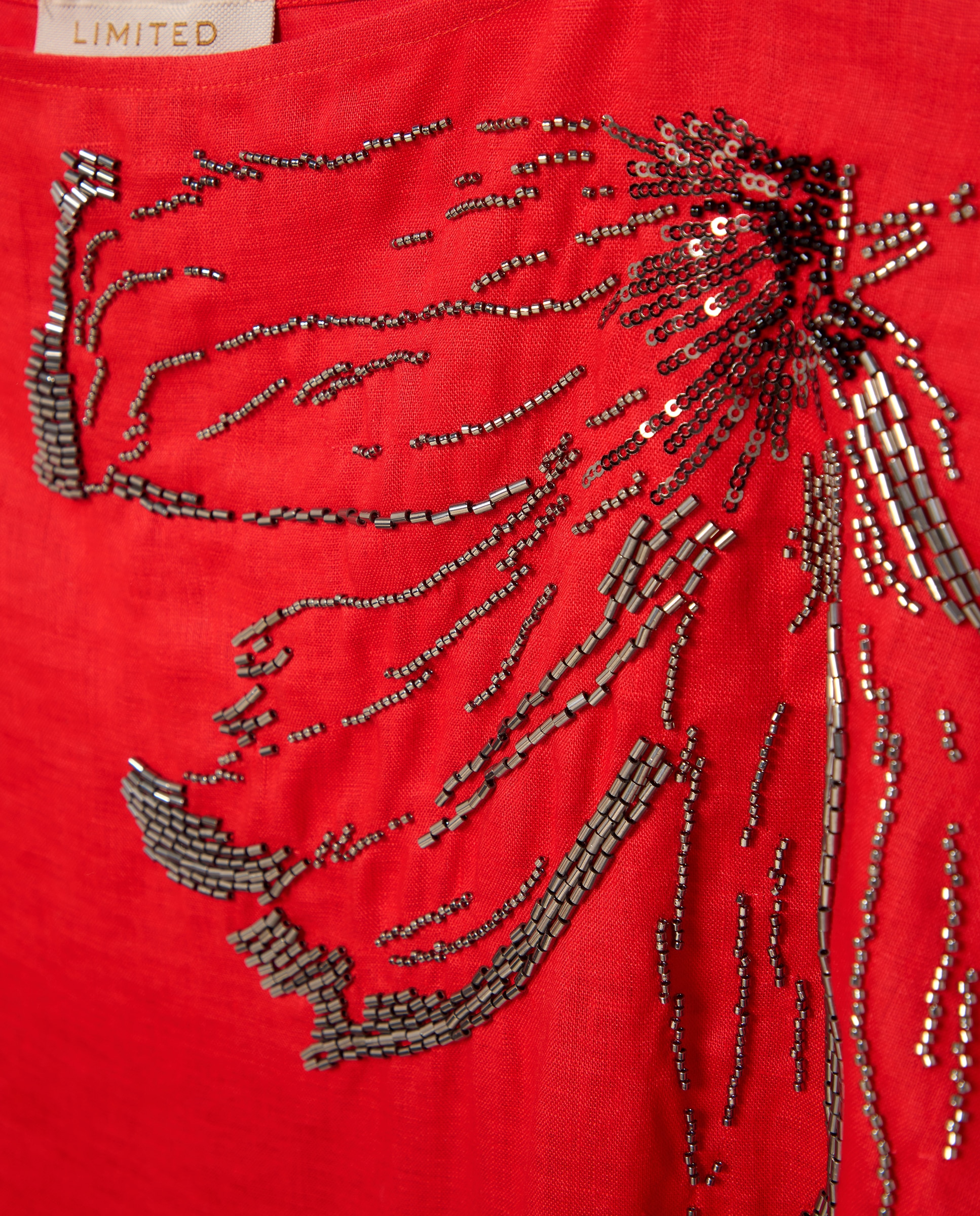 Vestido Midi com Manga 3/4 e Decote à Barco 600 Vermelho-6