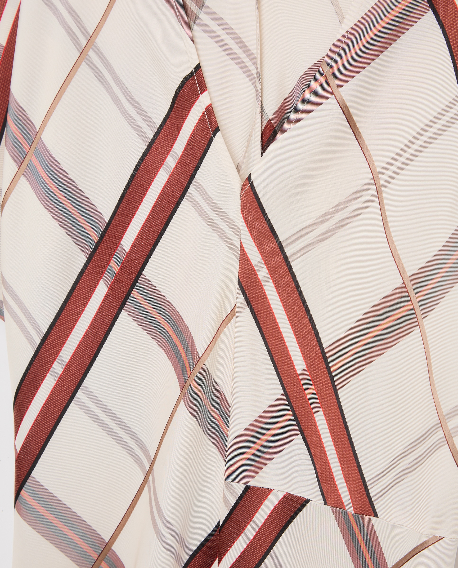 Vestido de Manga Curta e Decote em Bico com Linha A Estampada Vermelho-6