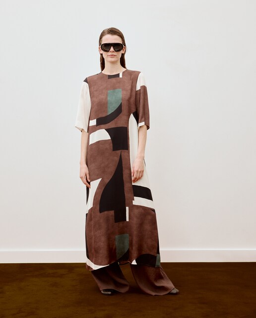 Vestido túnica estampado geométrico