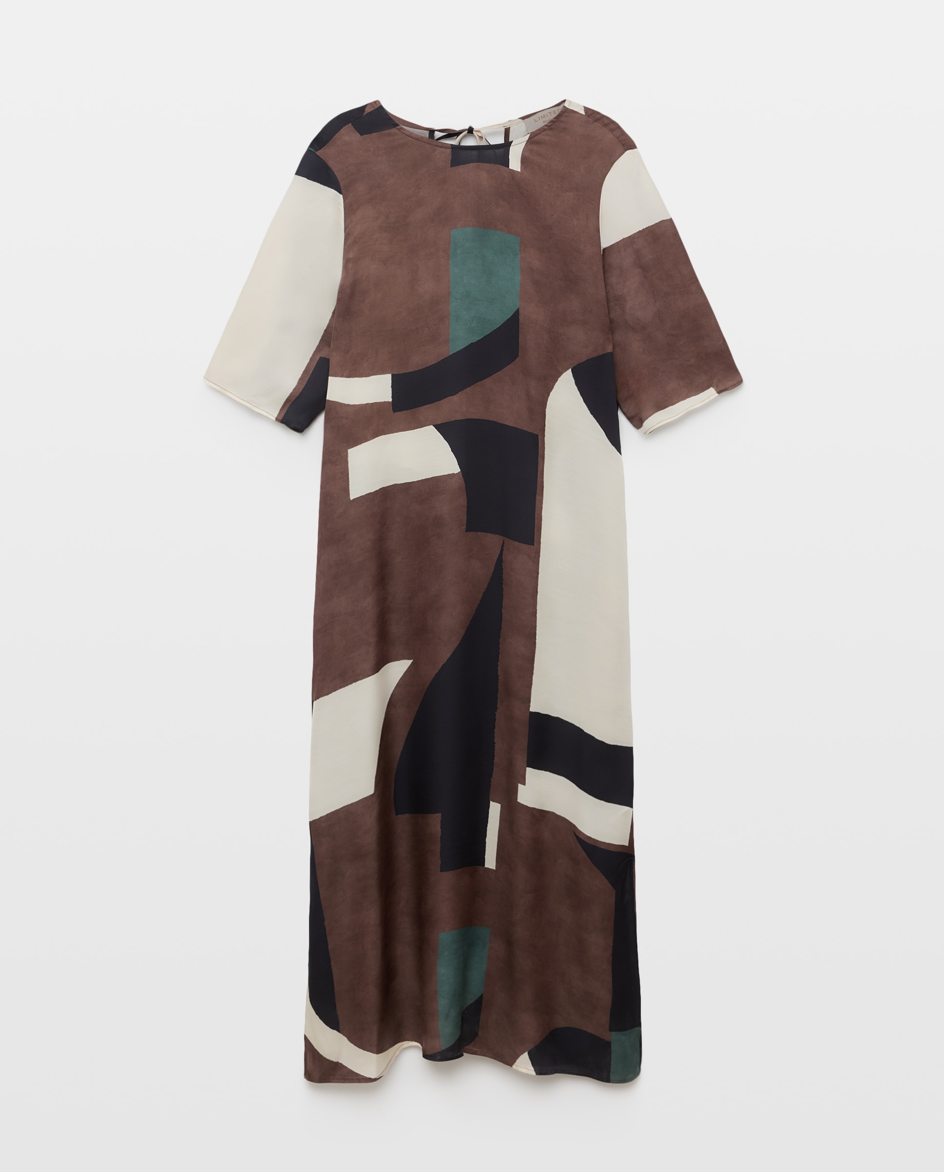 Vestido tipo túnica com estampado geométrico Verde-5