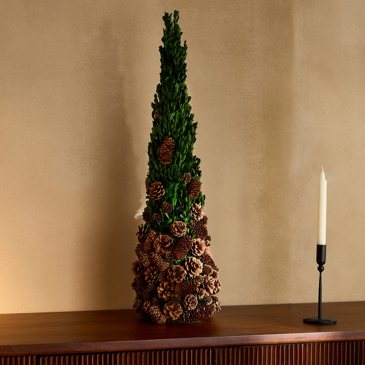 Árbol de mesa preservado Piñas Navidad Verde-1