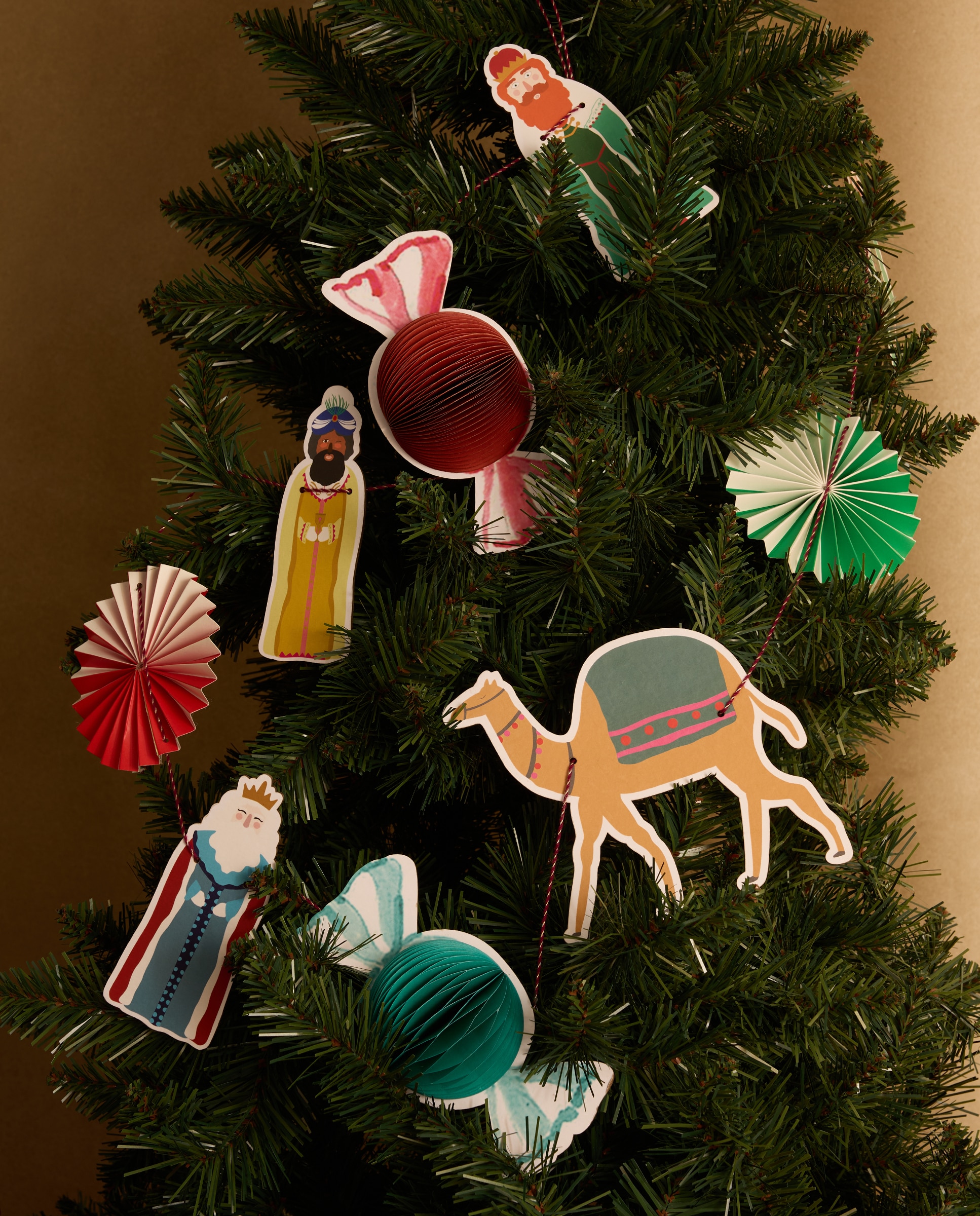 Imagen 1 de Guirnalda decorativa de papel Reyes Magos Navidad - Multicolor Multicolor