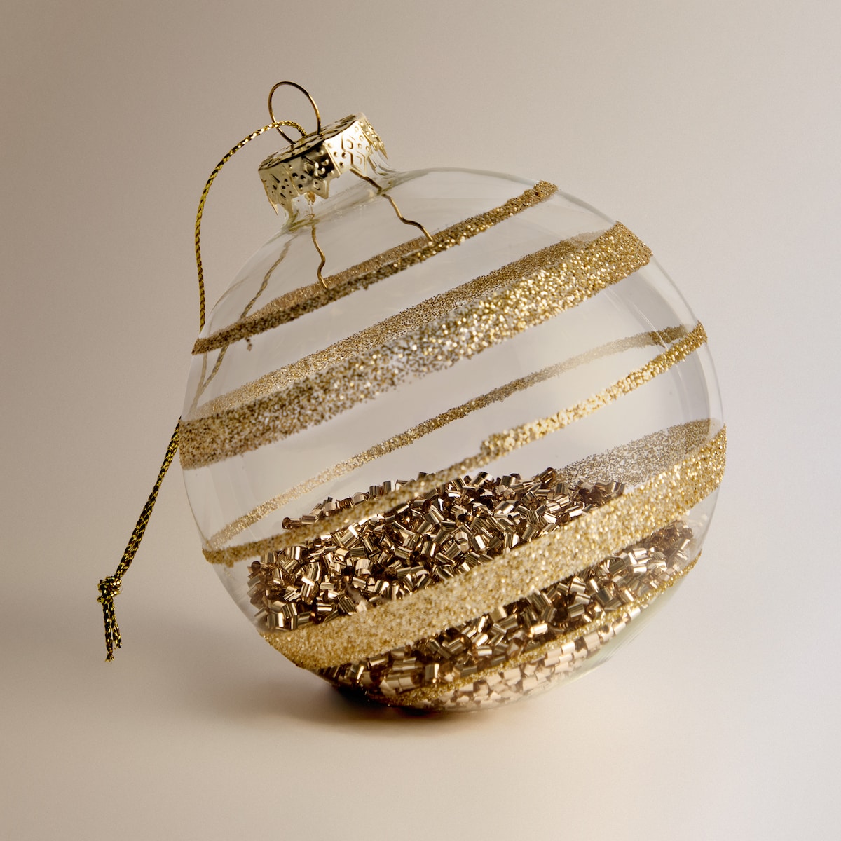 Bola de Cristal com Riscas e Beads Ouro-2