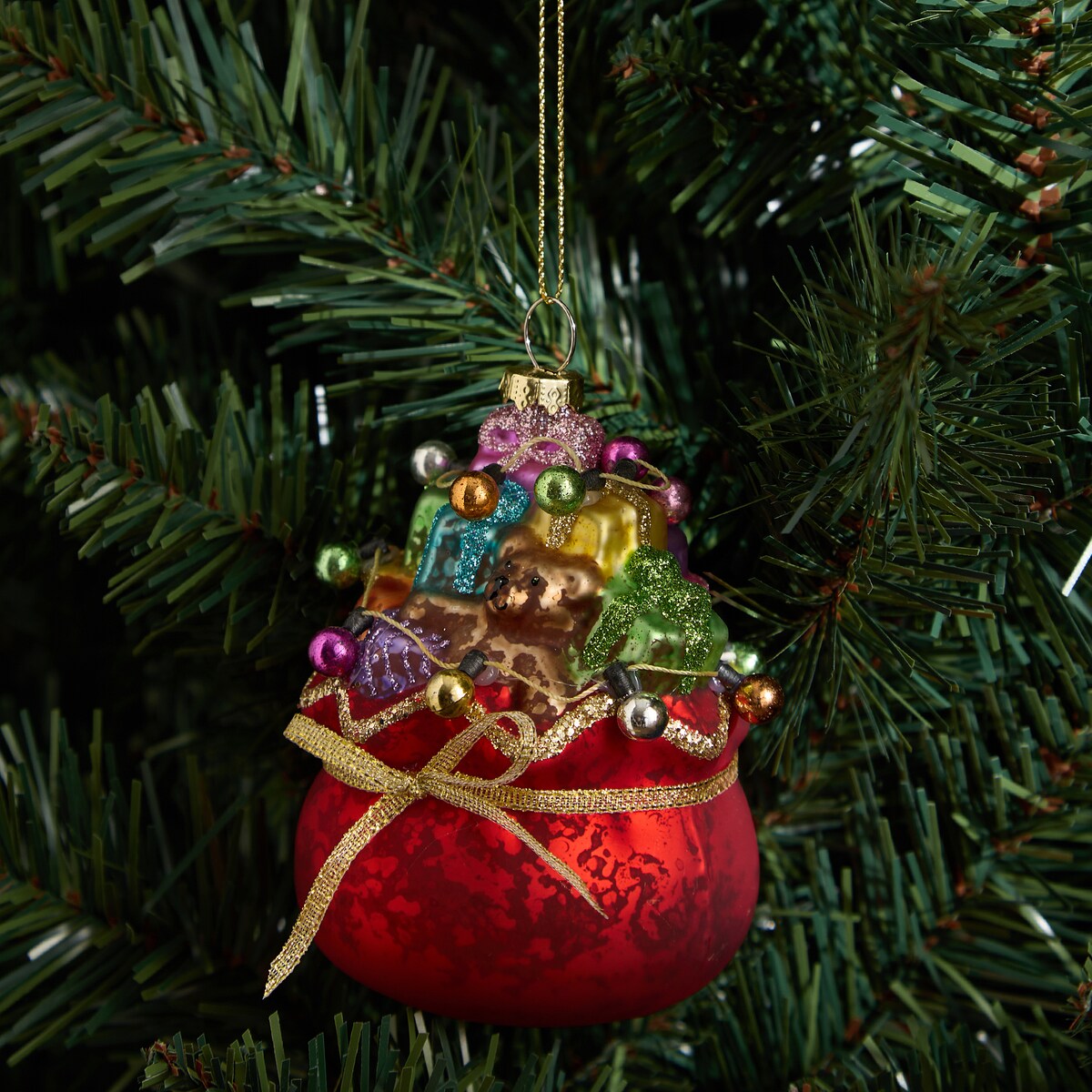 Colgante de cristal Saco de regalos Navidad Rojo-1