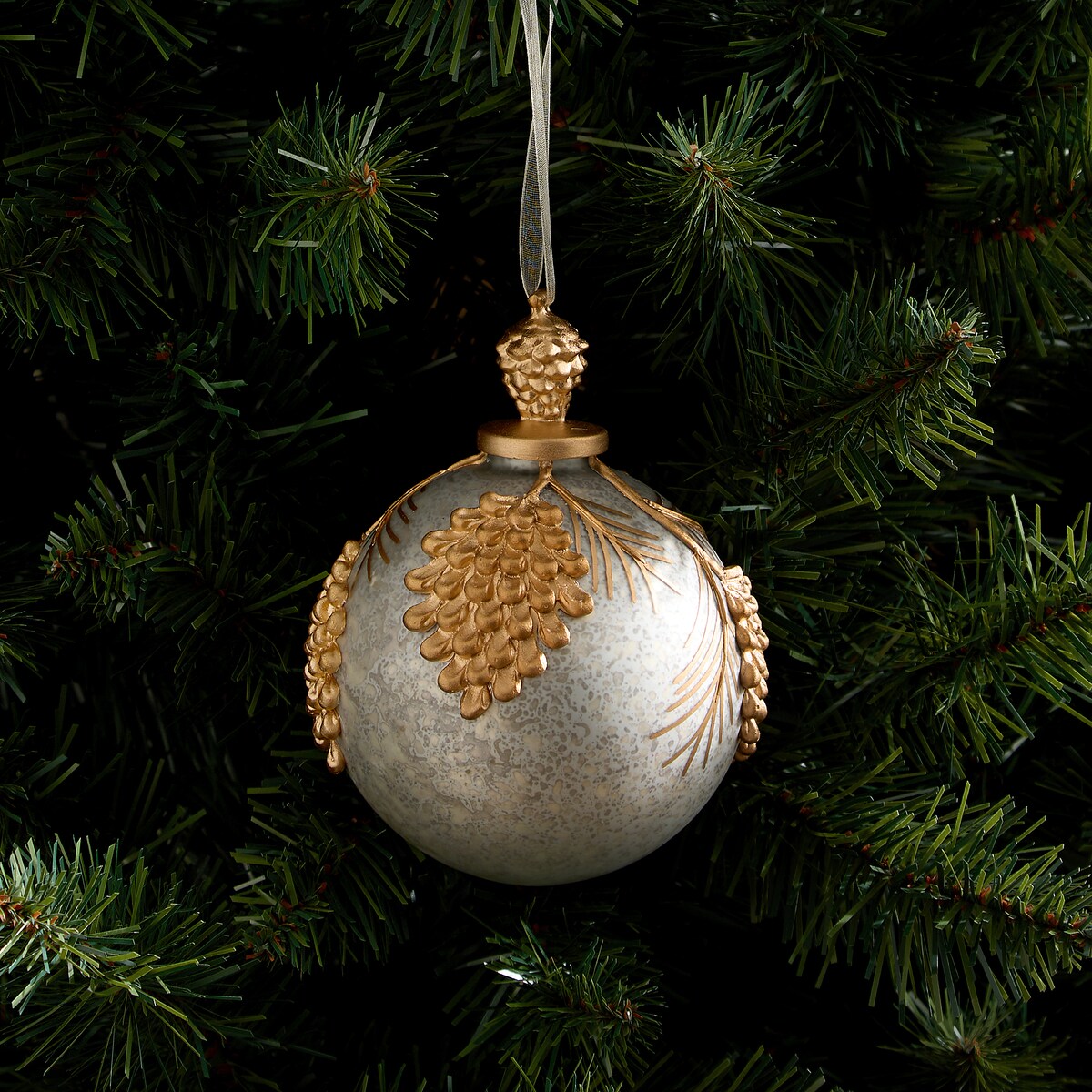 Colgante de cristal Piñas Navidad Plata-1