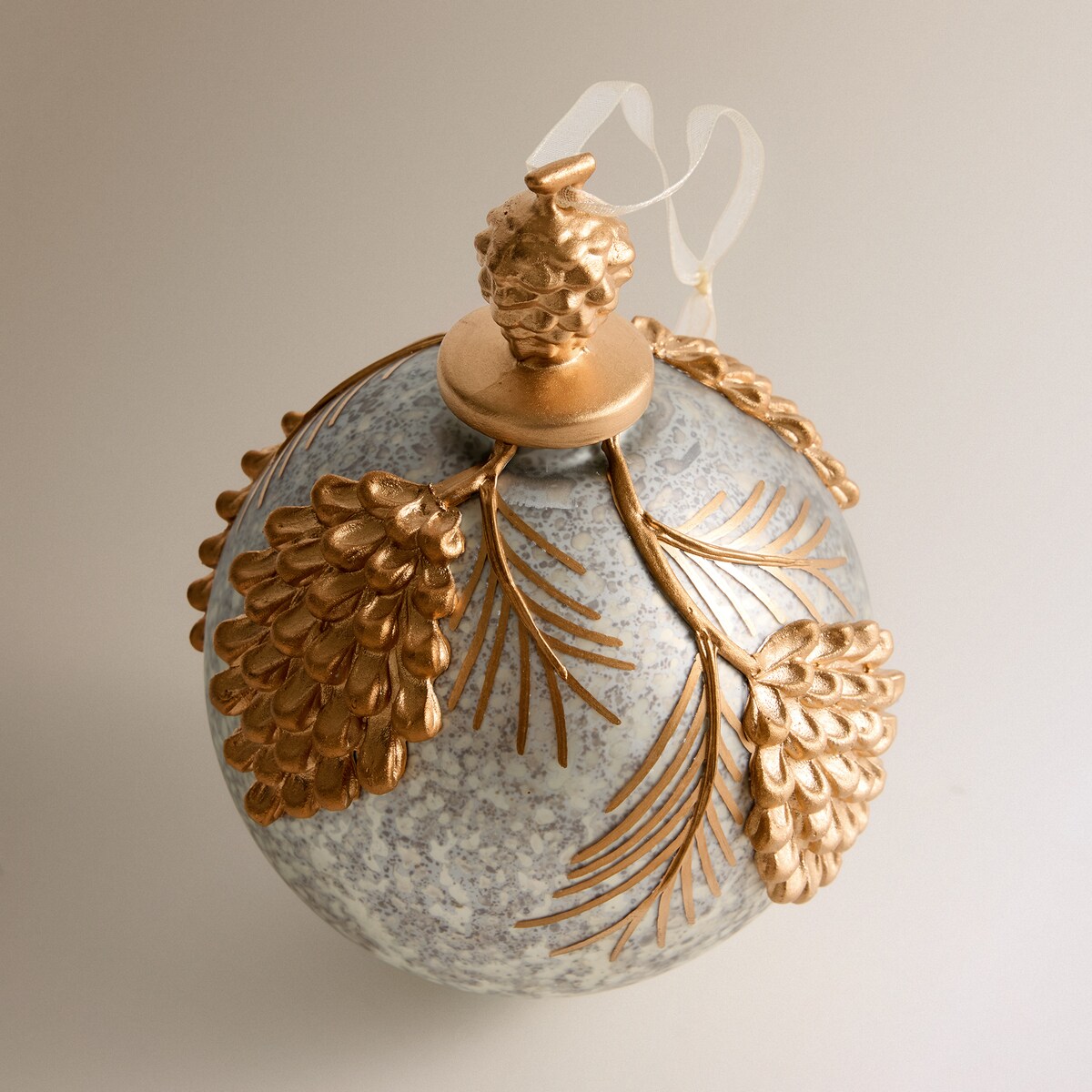 Colgante de cristal Piñas Navidad Plata-2