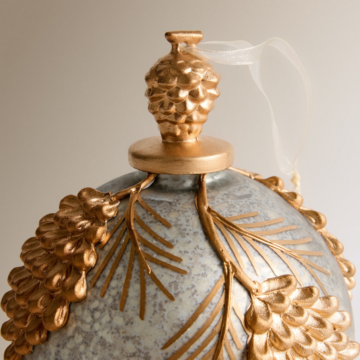 Colgante de cristal Piñas Navidad Plata-3