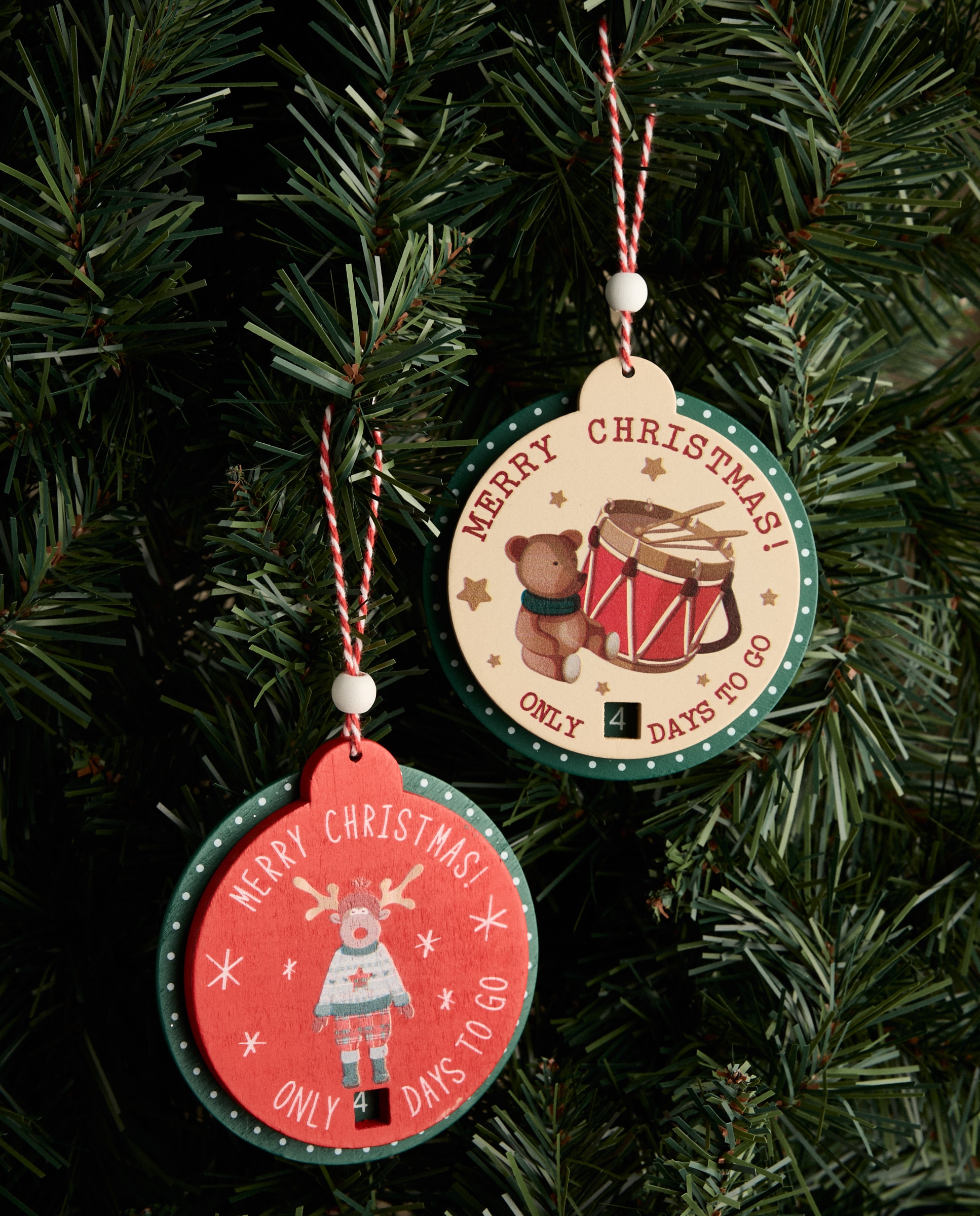 Imagen 0 de Set de 2 colgantes de madera Adviento Navidad Multicolor