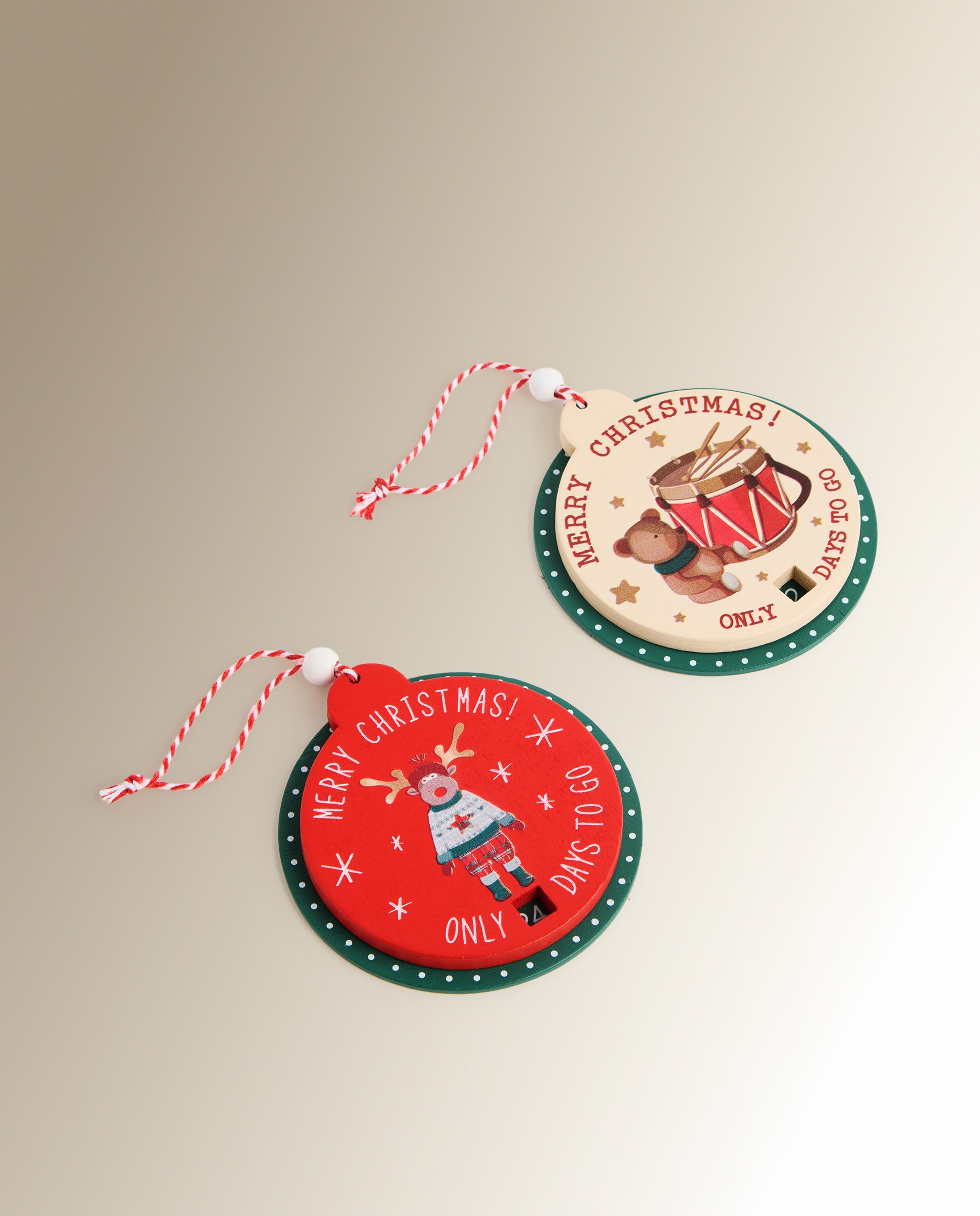 Set de 2 colgantes de madera Adviento Navidad - Multicolor Multicolor-2
