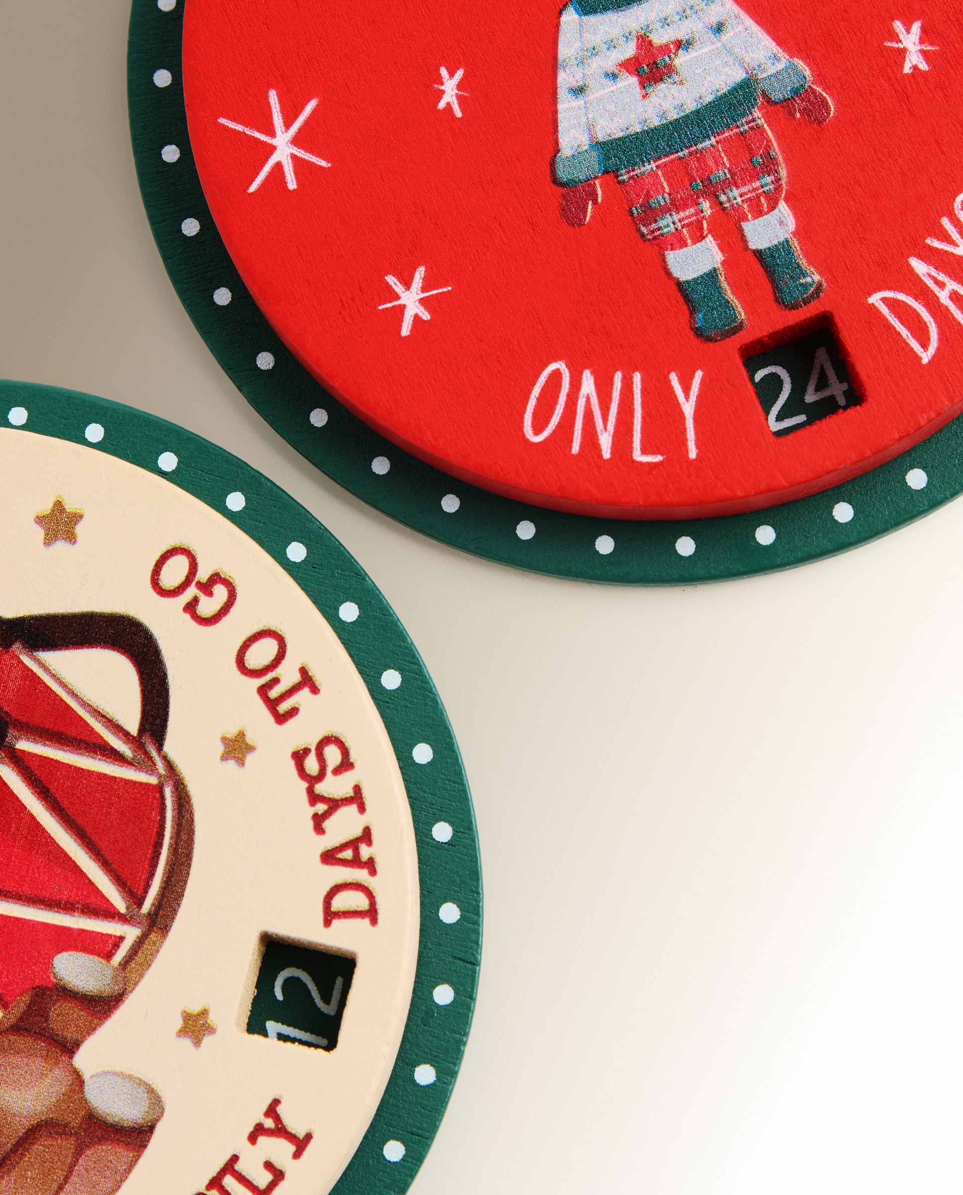 Set de 2 colgantes de madera Adviento Navidad - Multicolor Multicolor-4