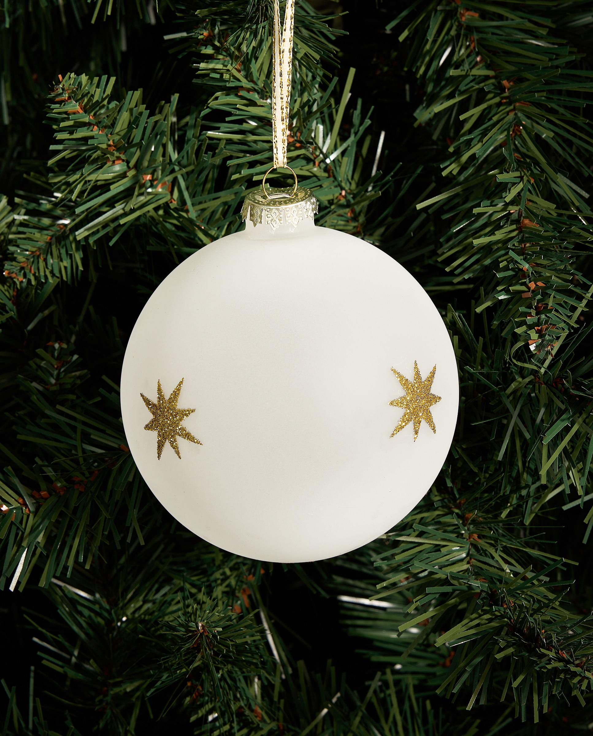 Imagen 0 de Bola de cristal Estrellas Glitter Navidad Blanco