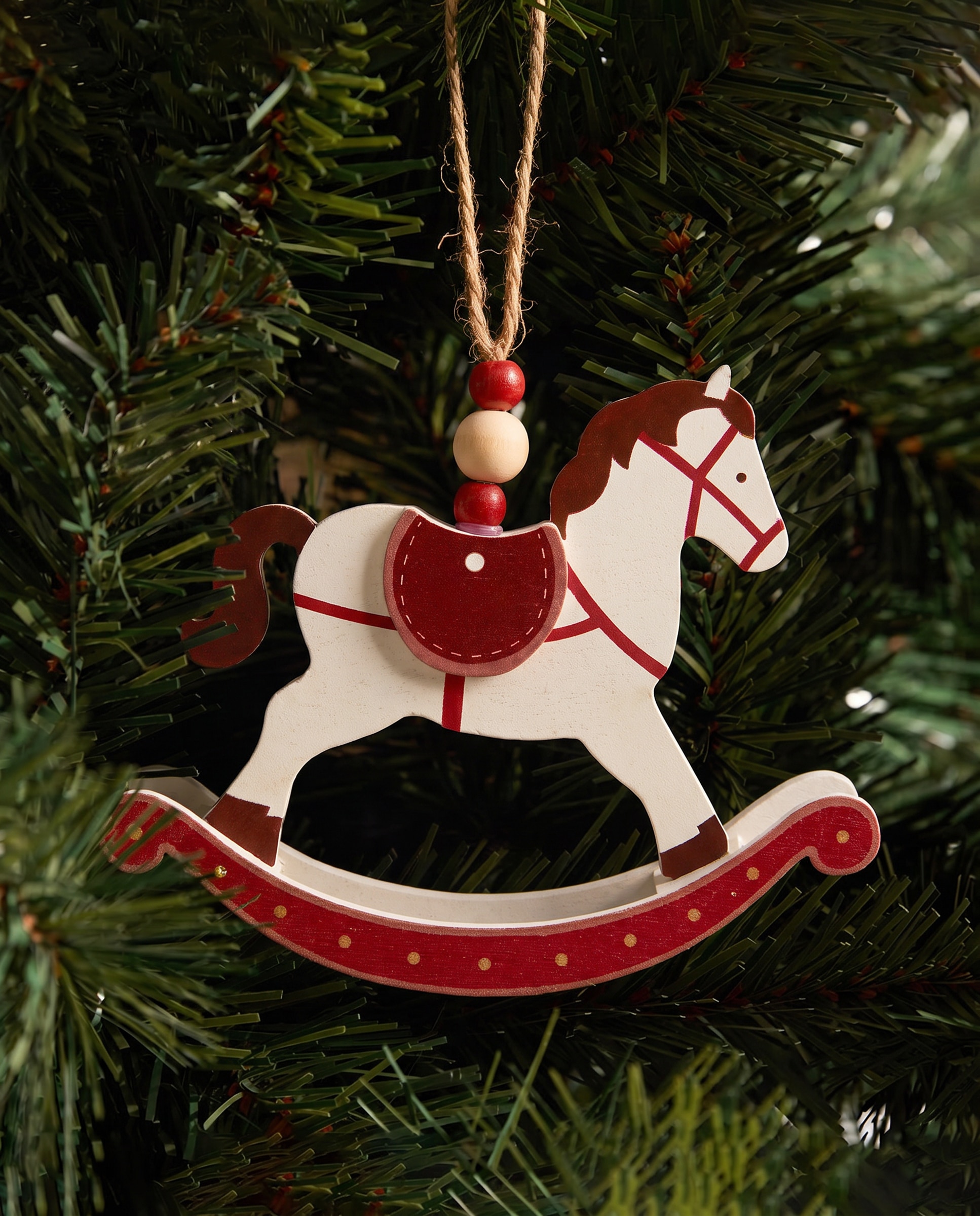 Imagen 1 de Colgante de madera Caballito balancín Navidad Blanco