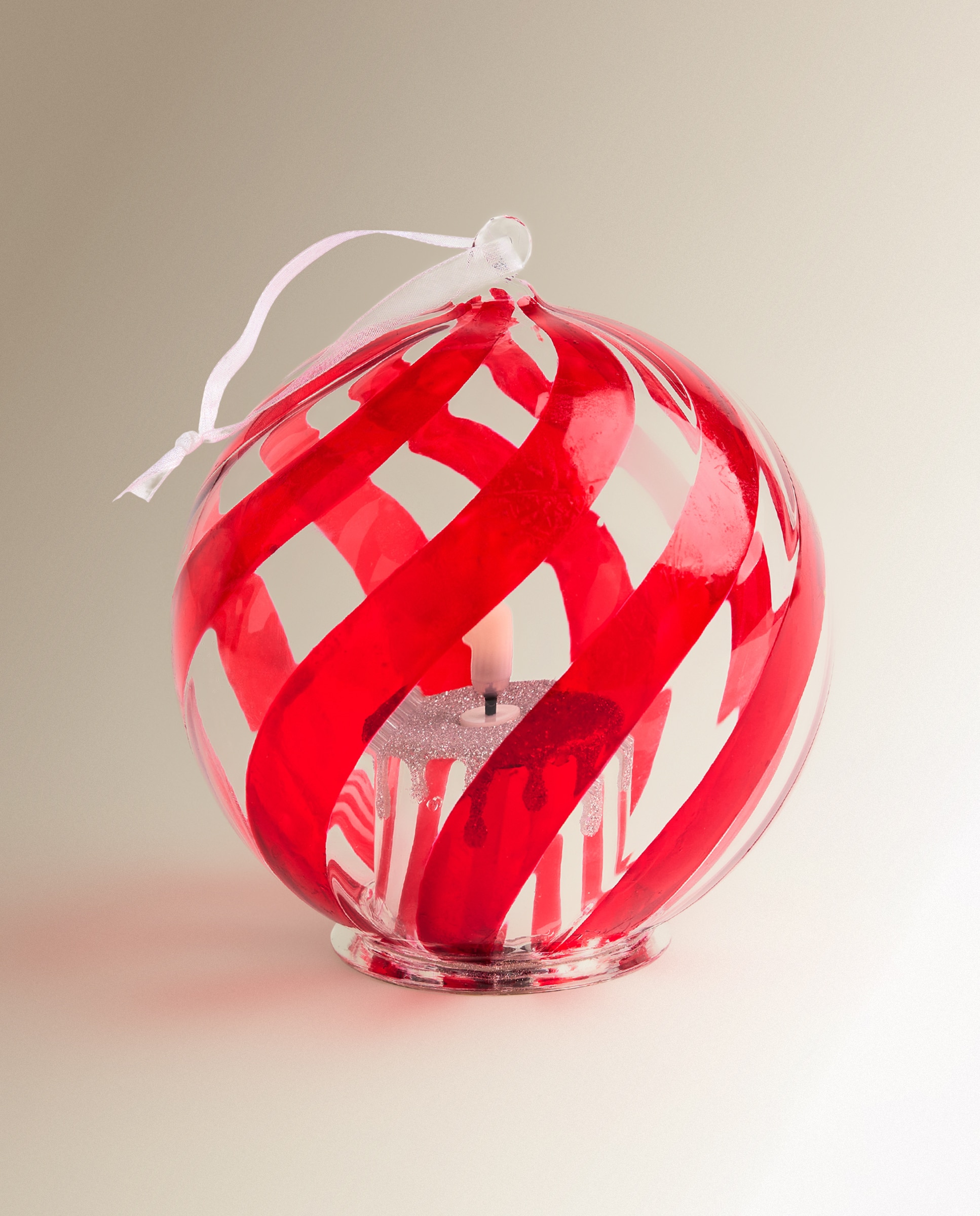 Bola de cristal con luz LED Navidad - Rojo Rojo-2