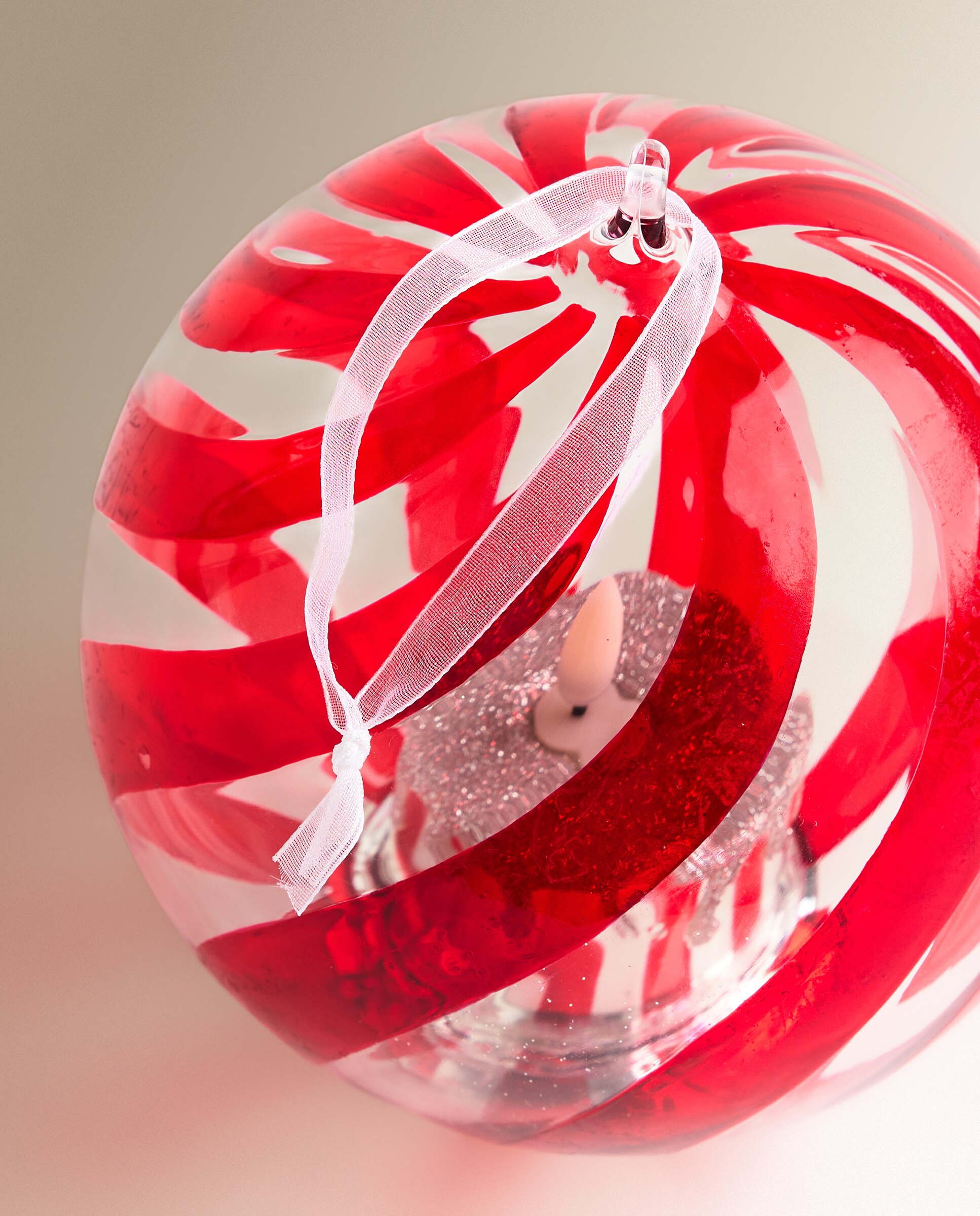 Bola de cristal con luz LED Navidad - Rojo Rojo-3