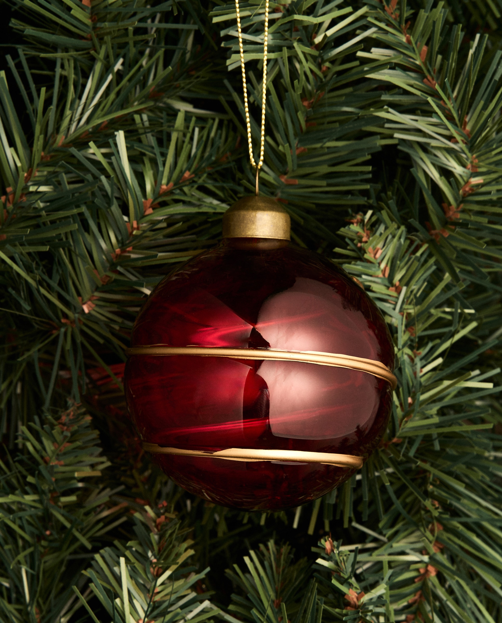 Imagen 0 de Bola de cristal Raya dorada Navidad Rojo