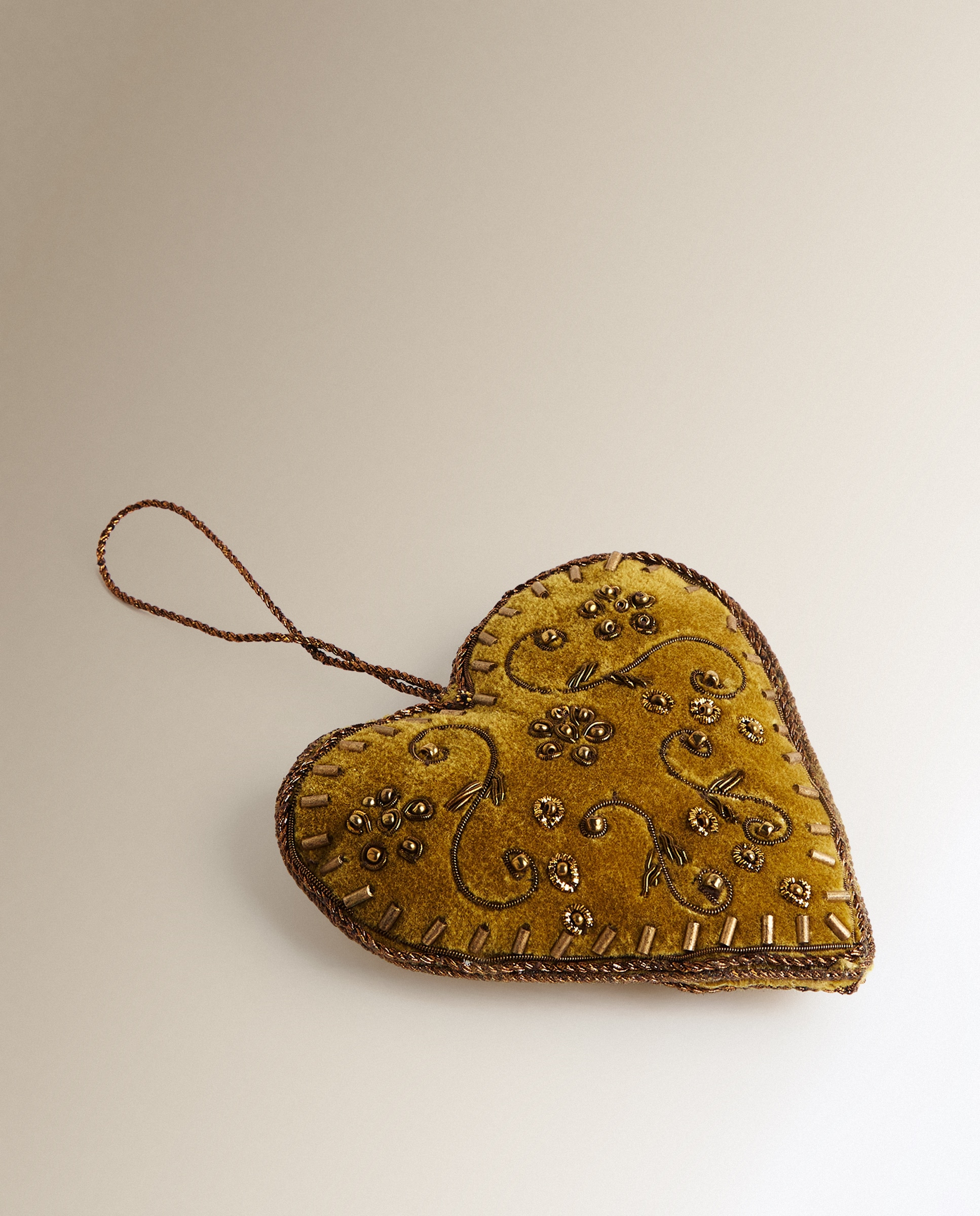 Colgante de tela Corazón bordados Navidad - Verde Pino Verde Pino-2