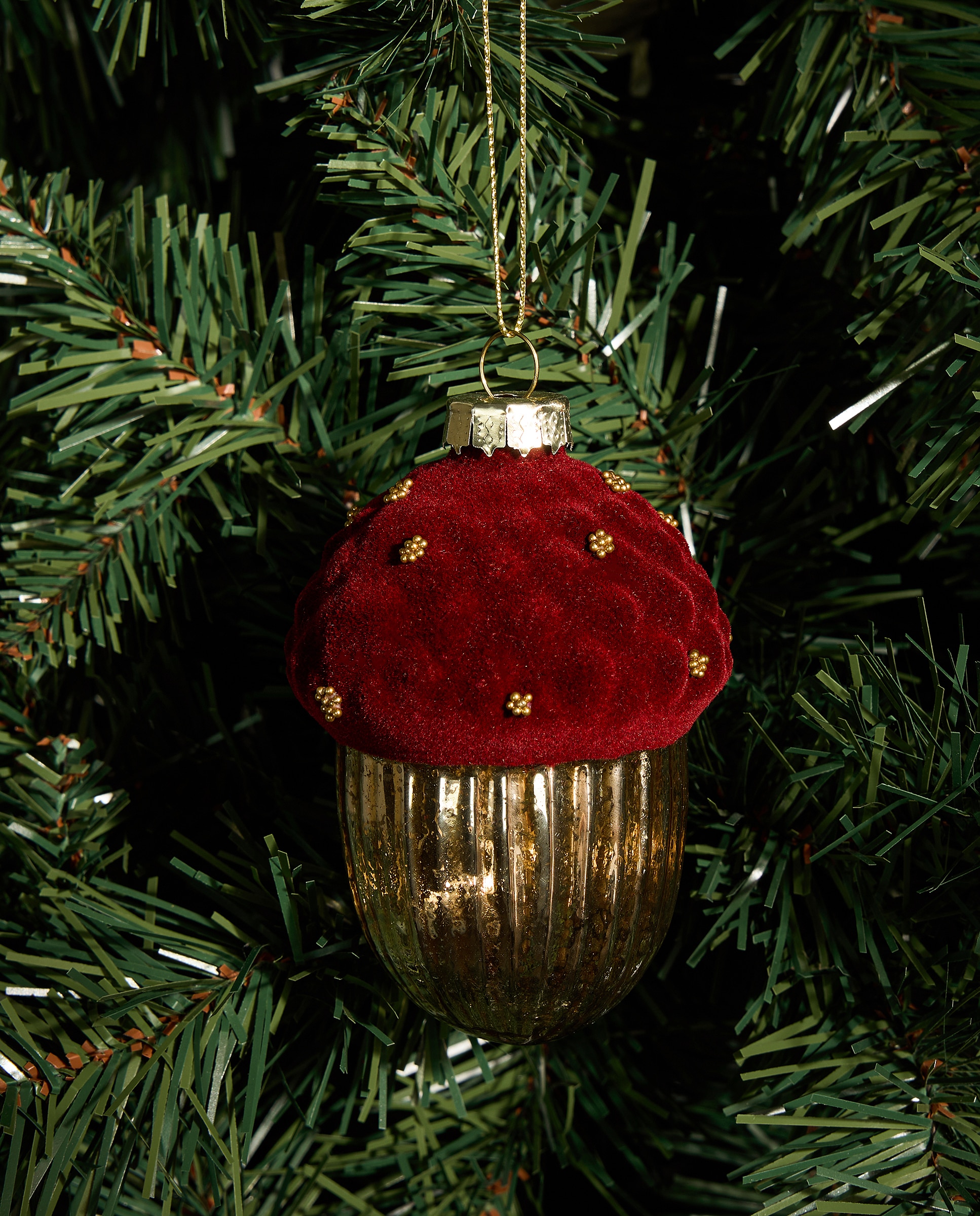 Imagen 1 de Colgante de cristal Bellota flocada Navidad - Burdeos Burdeos