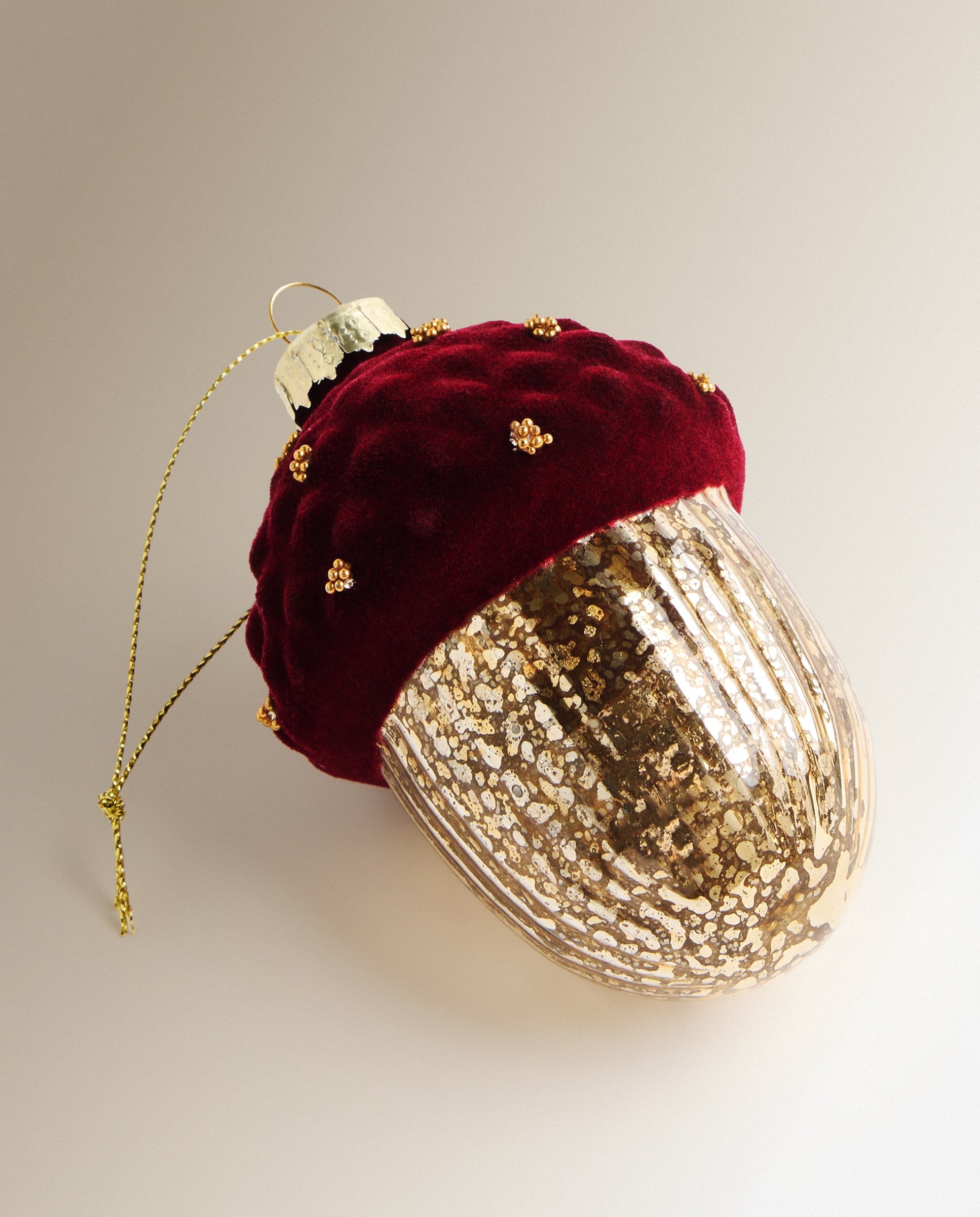 Imagen 2 de Colgante de cristal Bellota flocada Navidad - Burdeos Burdeos