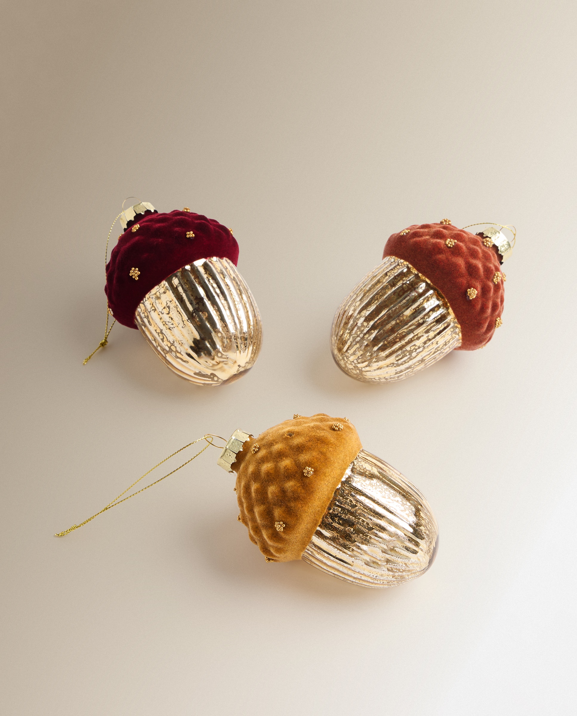 Imagen 4 de Colgante de cristal Bellota flocada Navidad - Burdeos Burdeos