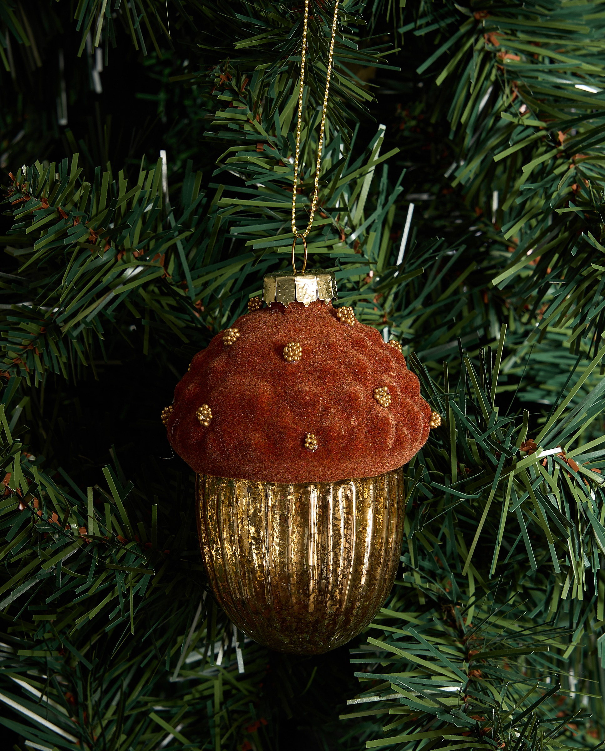 Imagen 1 de Colgante de cristal Bellota flocada Navidad - Marrón Marrón
