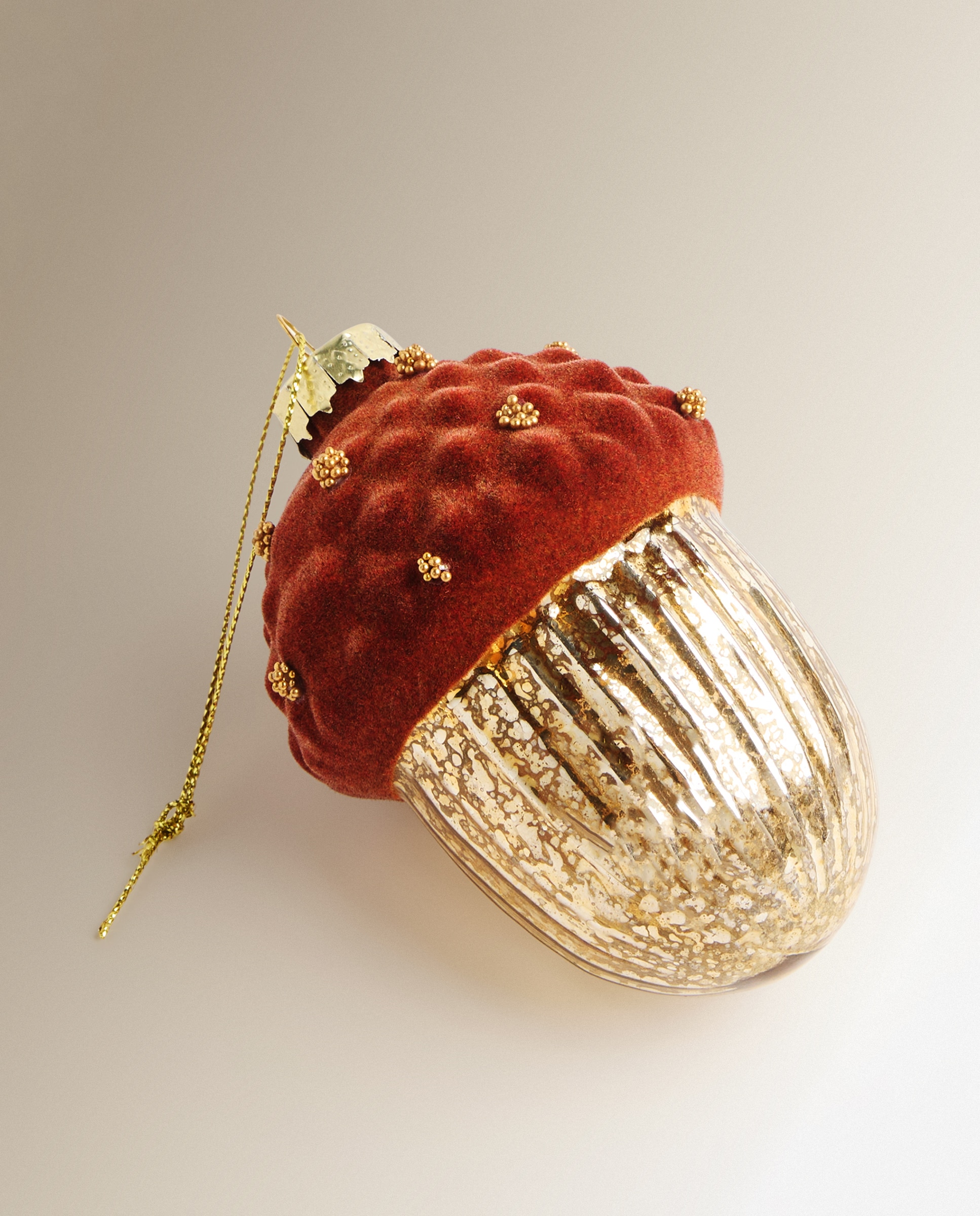 Imagen 2 de Colgante de cristal Bellota flocada Navidad - Marrón Marrón