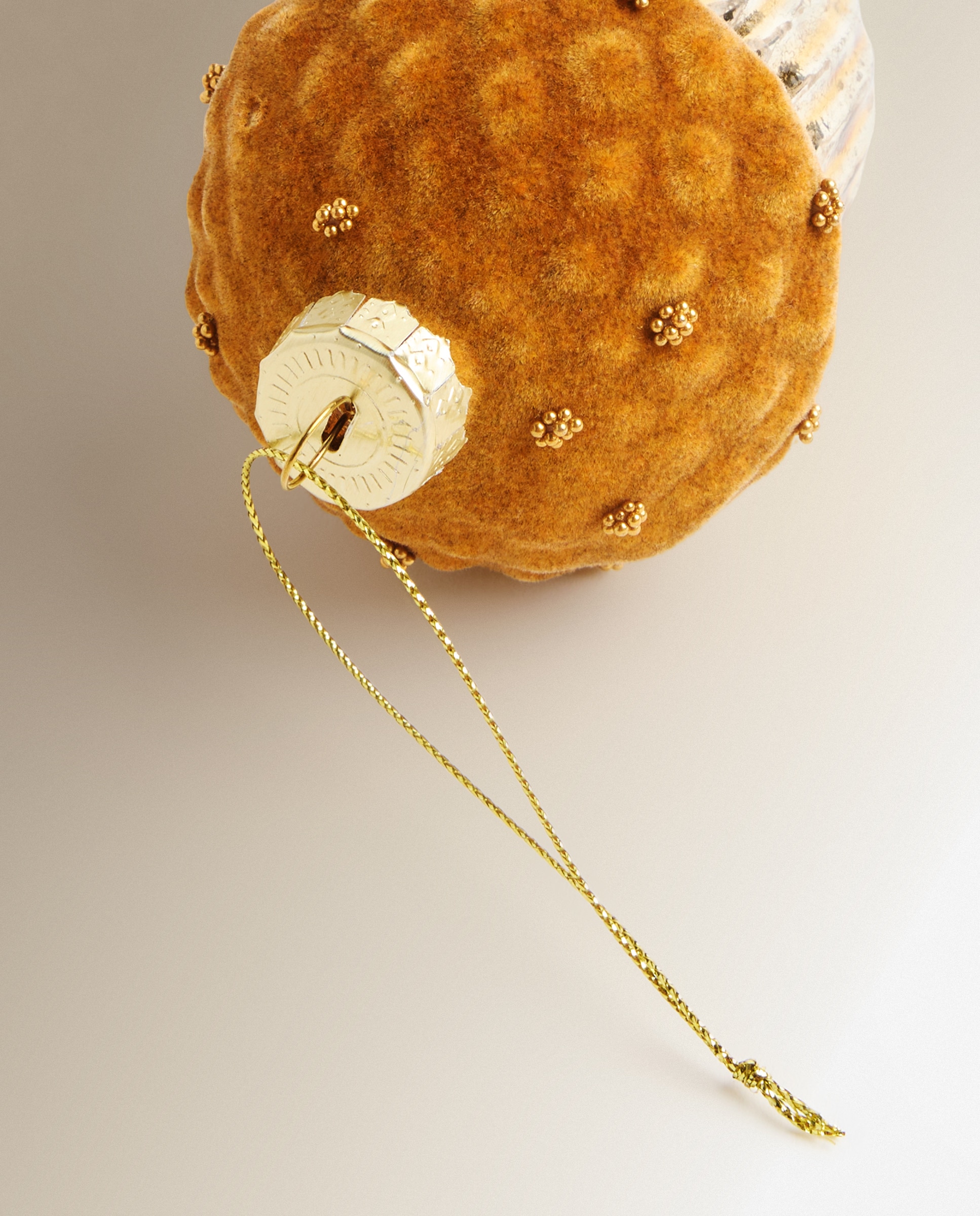 Imagen 3 de Colgante de cristal Bellota flocada Navidad - Amarillo Amarillo