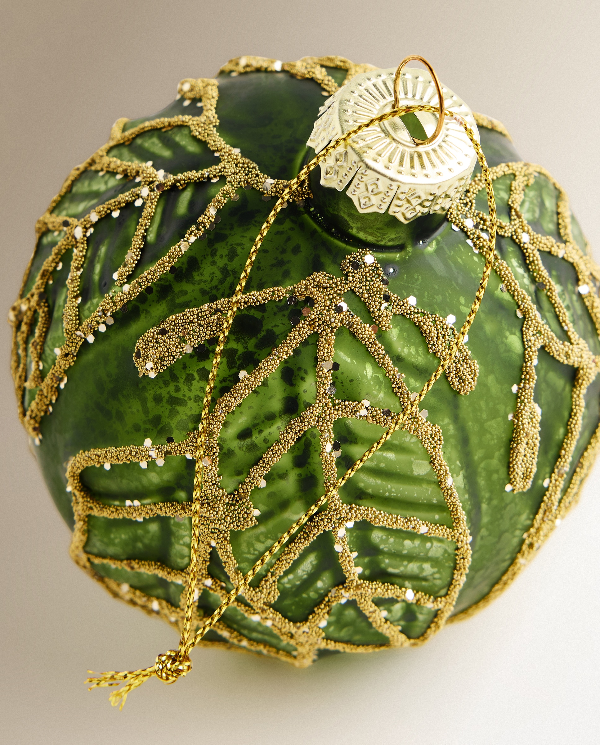 Bola de Cristal Folhas Bits Natal Verde-3