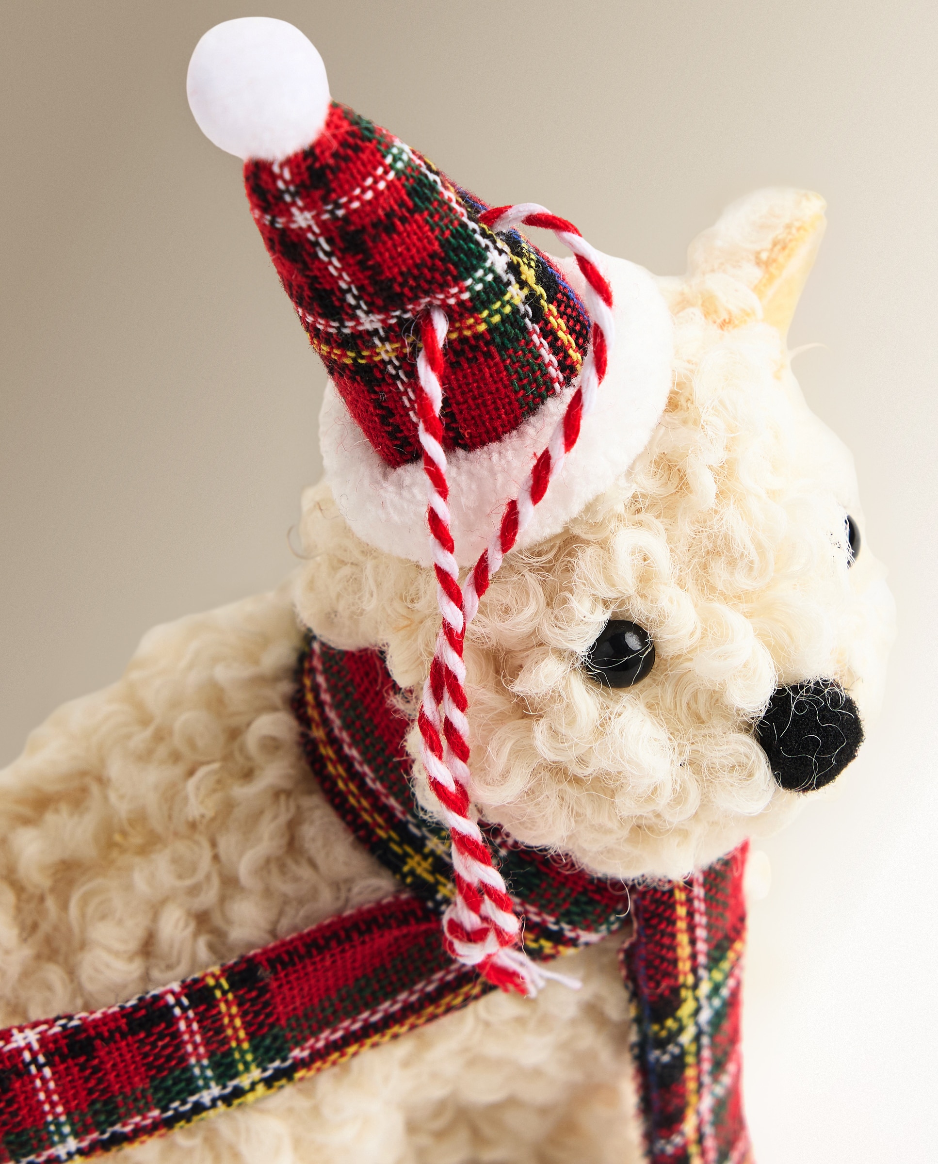 Imagen 3 de Colgante de fieltro Perro tartán Navidad - Blanco Blanco