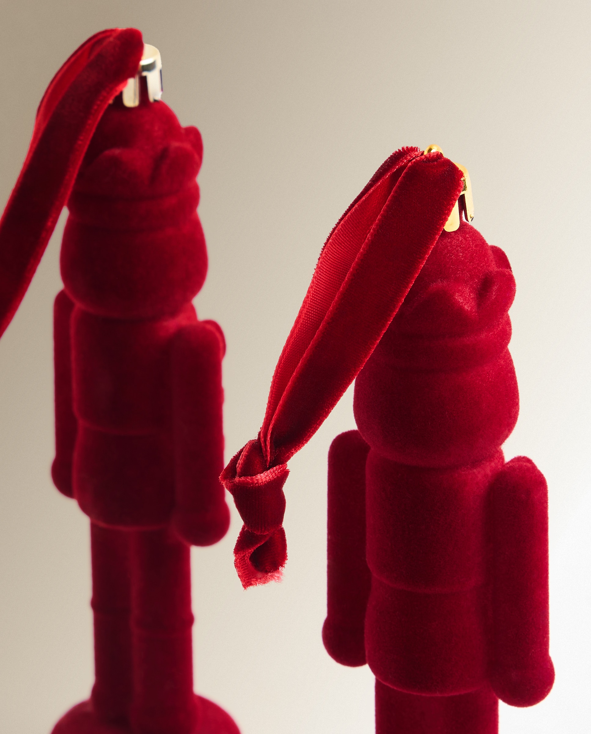 Set de 2 colgantes Cascanueces flocados Navidad - Rojo Rojo-3