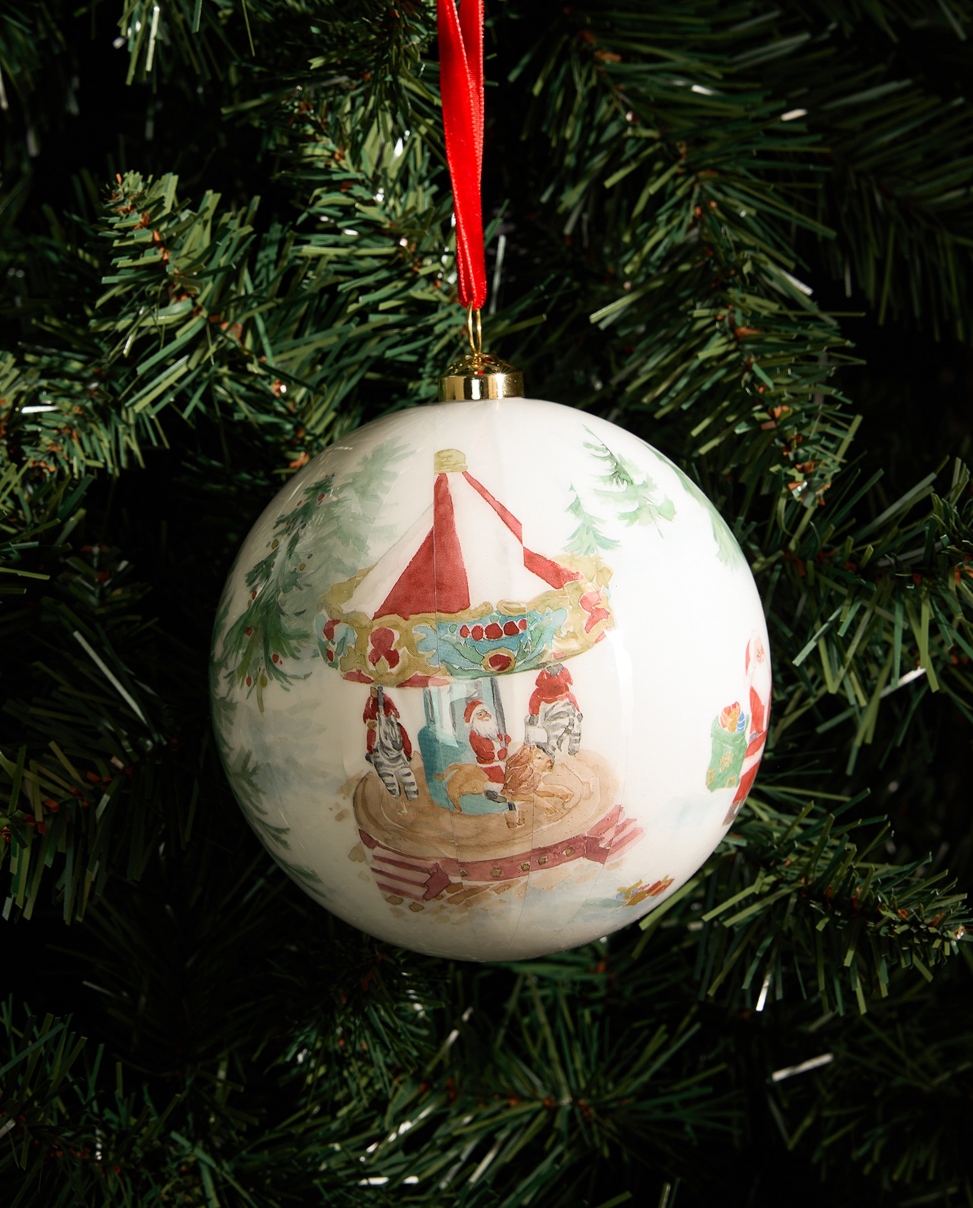 Imagen 0 de Bola de papel maché Papá Noel Navidad Blanco
