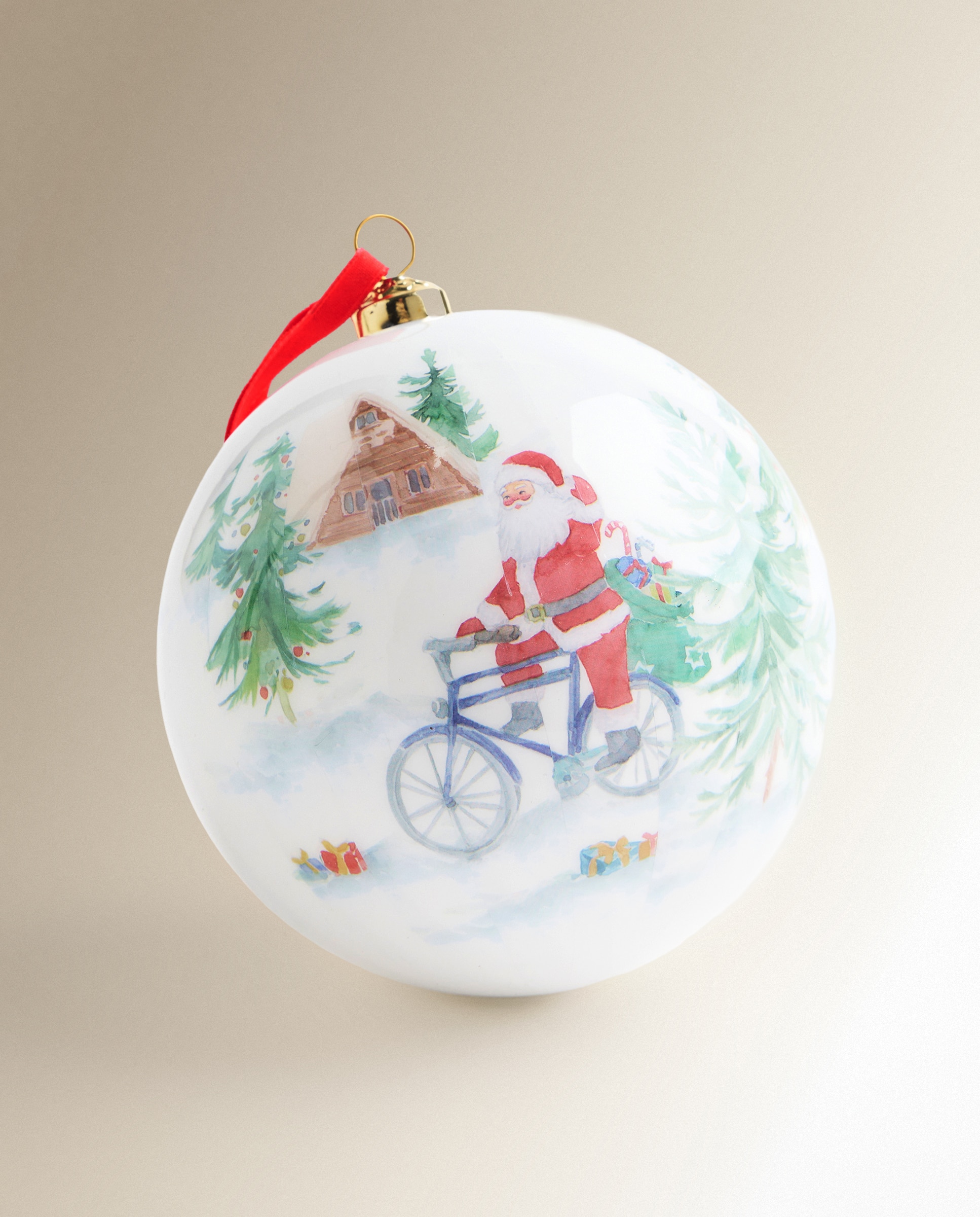 Bola de papel maché Papá Noel Navidad - Blanco Blanco-2