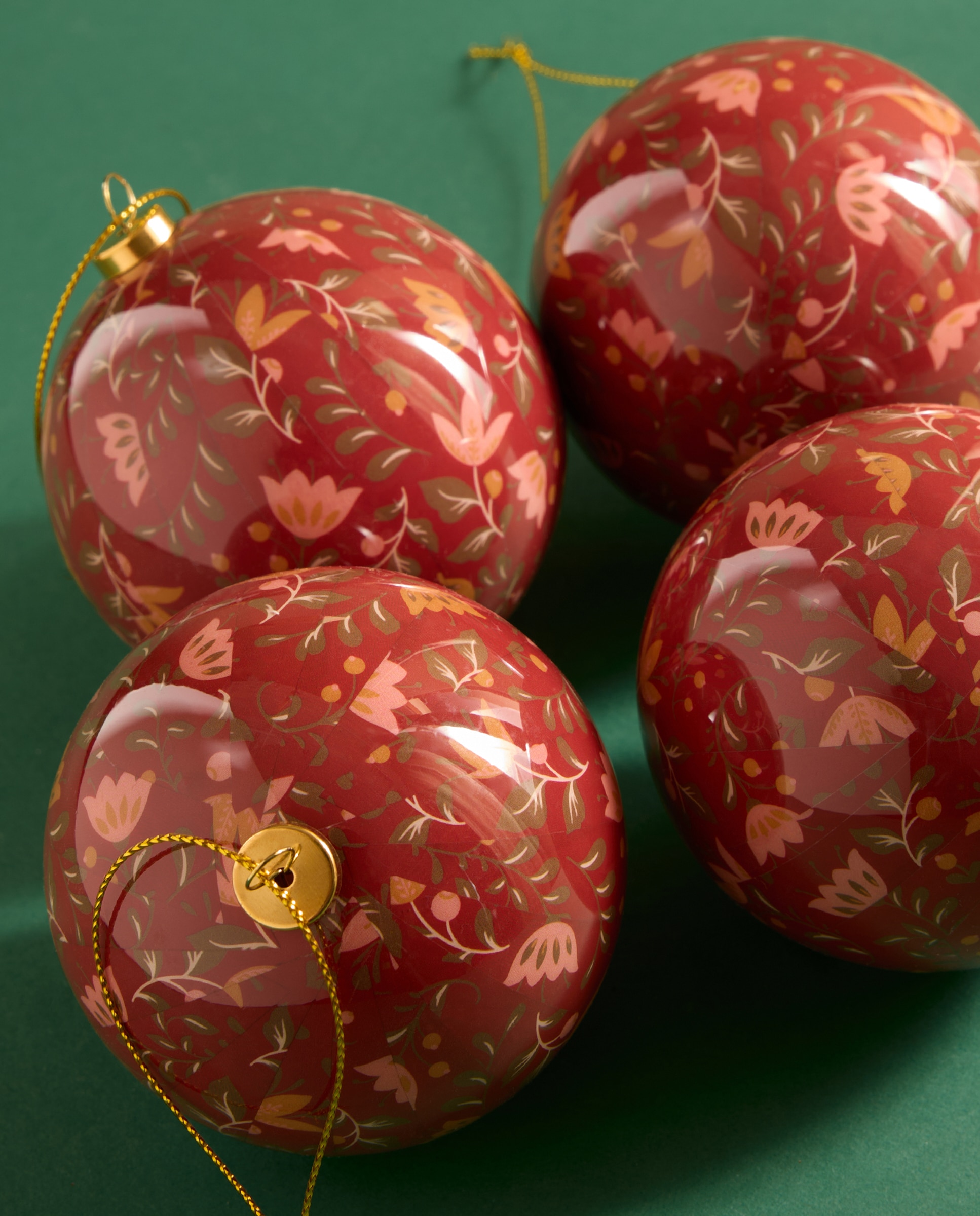 Imagen 1 de Set de 4 bolas de papel maché Navidad - Rojo Rojo
