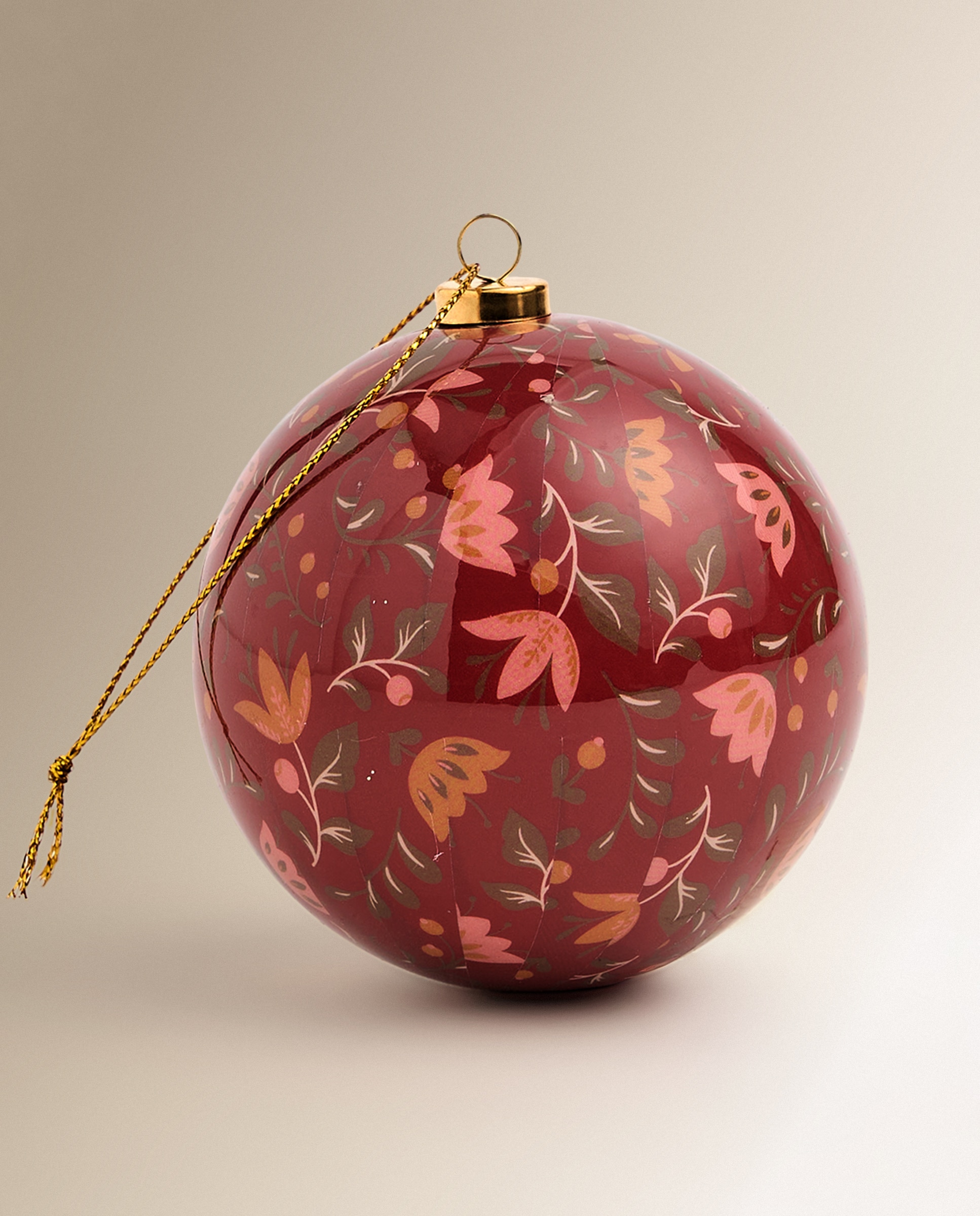 Imagen 2 de Set de 4 bolas de papel maché Navidad - Rojo Rojo