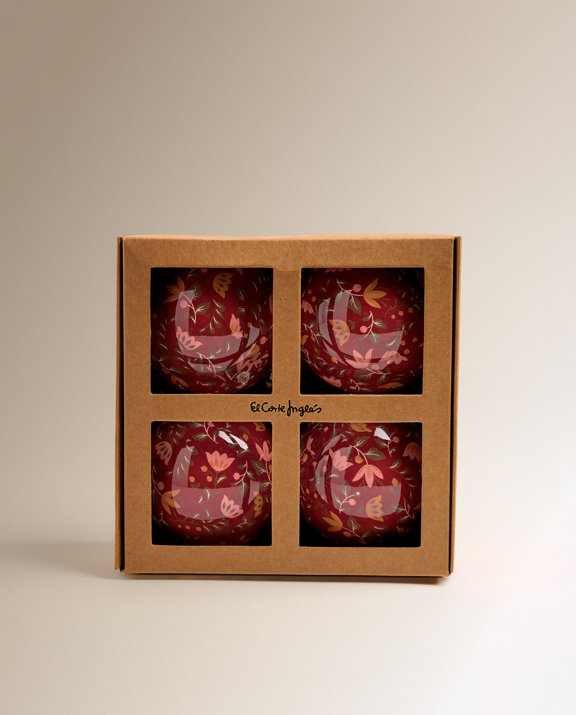 Imagen 4 de Set de 4 bolas de papel maché Navidad - Rojo Rojo