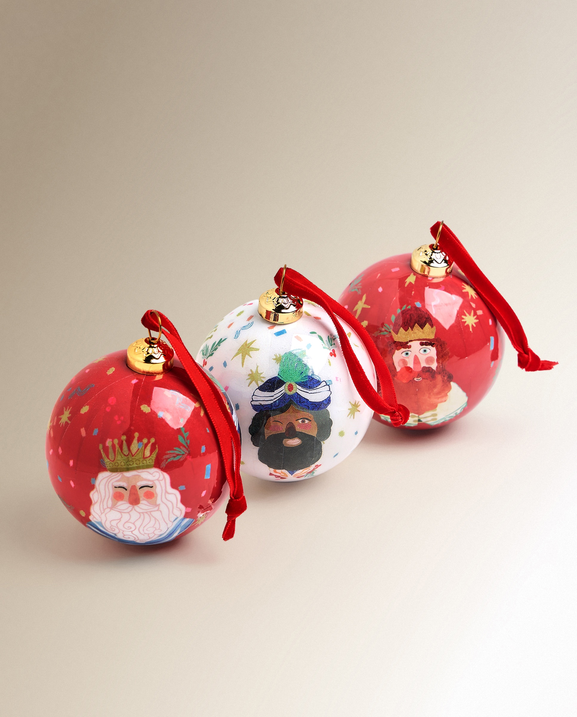 Set de 14 bolas de papel maché Reyes Magos Navidad - Multicolor Multicolor-3