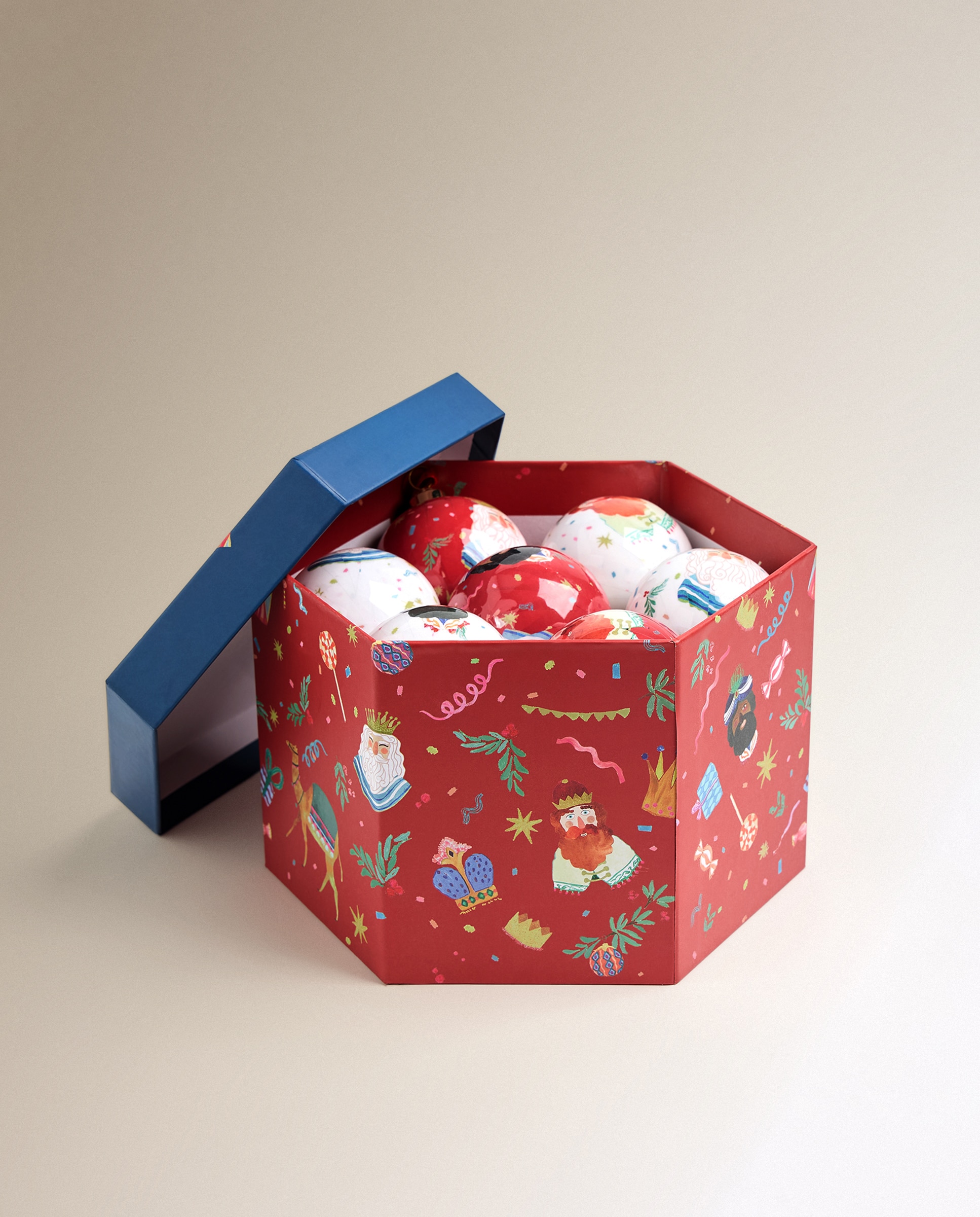 Set de 14 bolas de papel maché Reyes Magos Navidad - Multicolor Multicolor-5