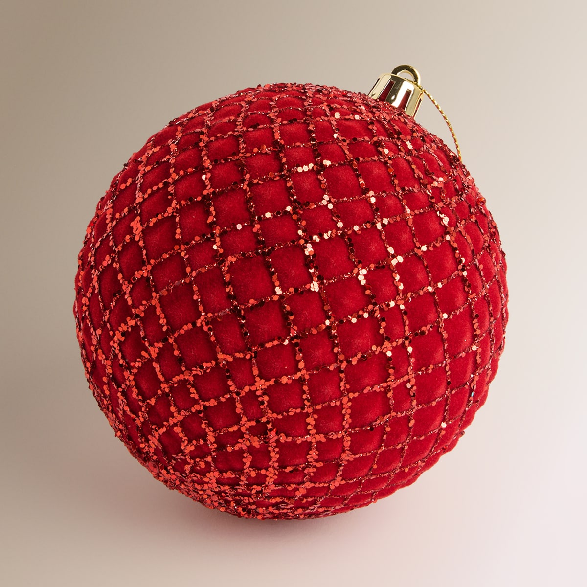 Bola com Floco com Quadrados Glitter - Vermelho Vermelho-2