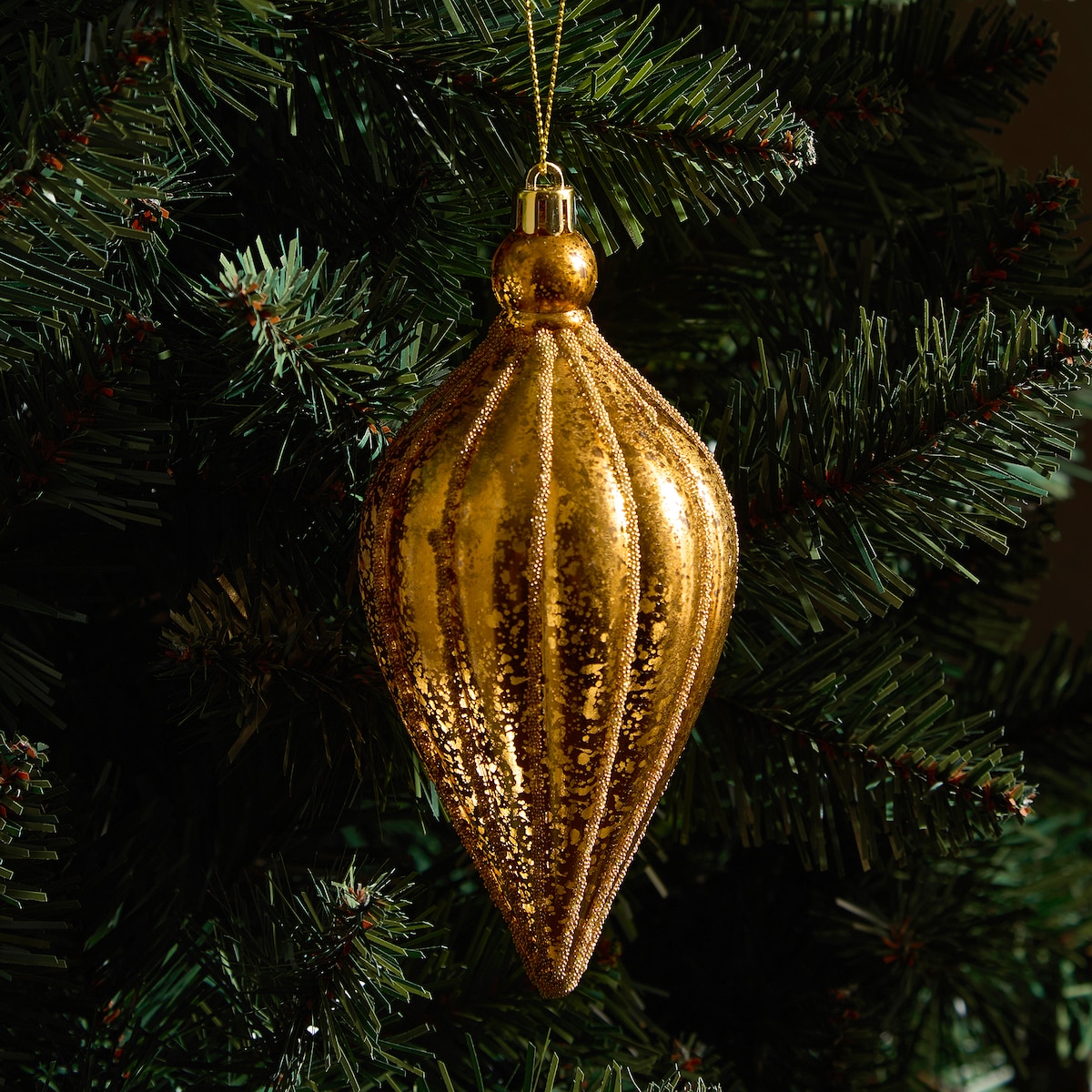 Enfeite Pião com Contas Natal Ouro-1