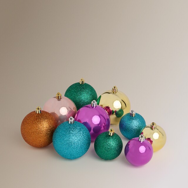 Imagen 0 de Set de 24 bolas lisas multicolor con bolsa Navidad
