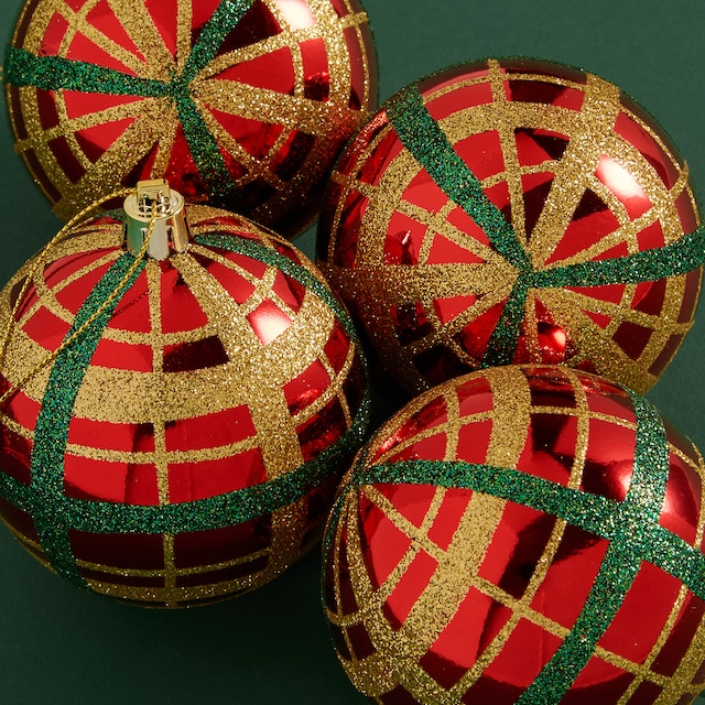 Imagen 0 de Set de 4 bolas Cuadros Glitter Navidad