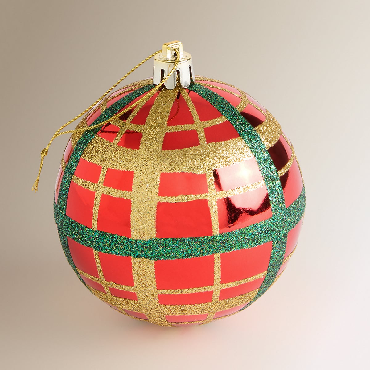Set de 4 bolas Cuadros Glitter Navidad Multicolor-2
