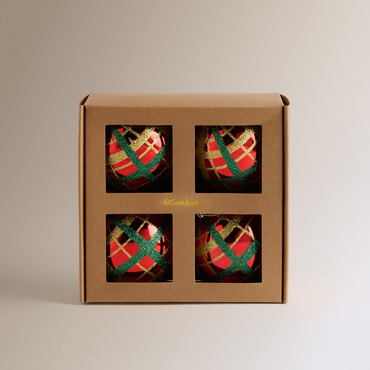 Set de 4 bolas Cuadros Glitter Navidad Multicolor-3