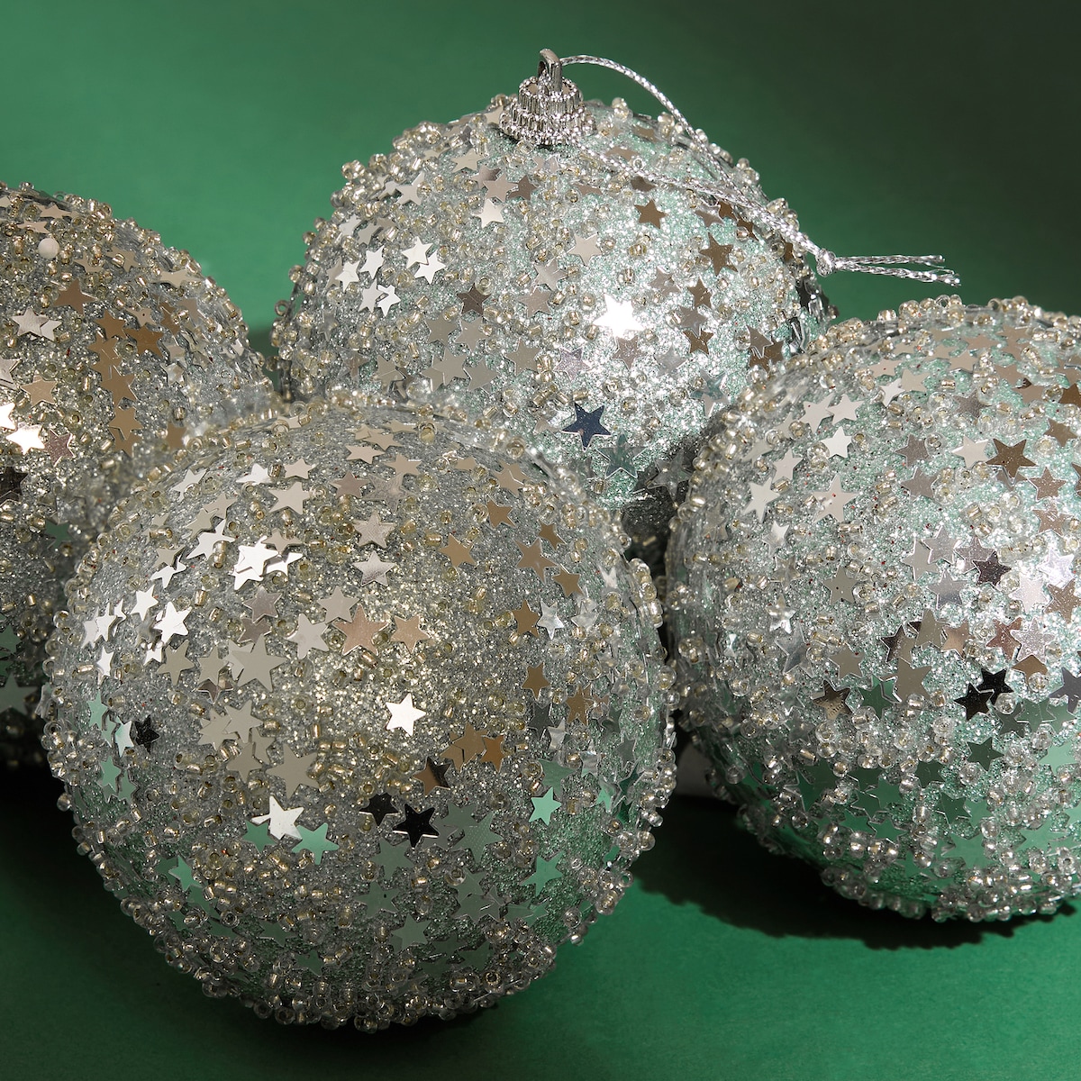 Set de 4 bolas Estrellitas Glitter Navidad Multicolor-1