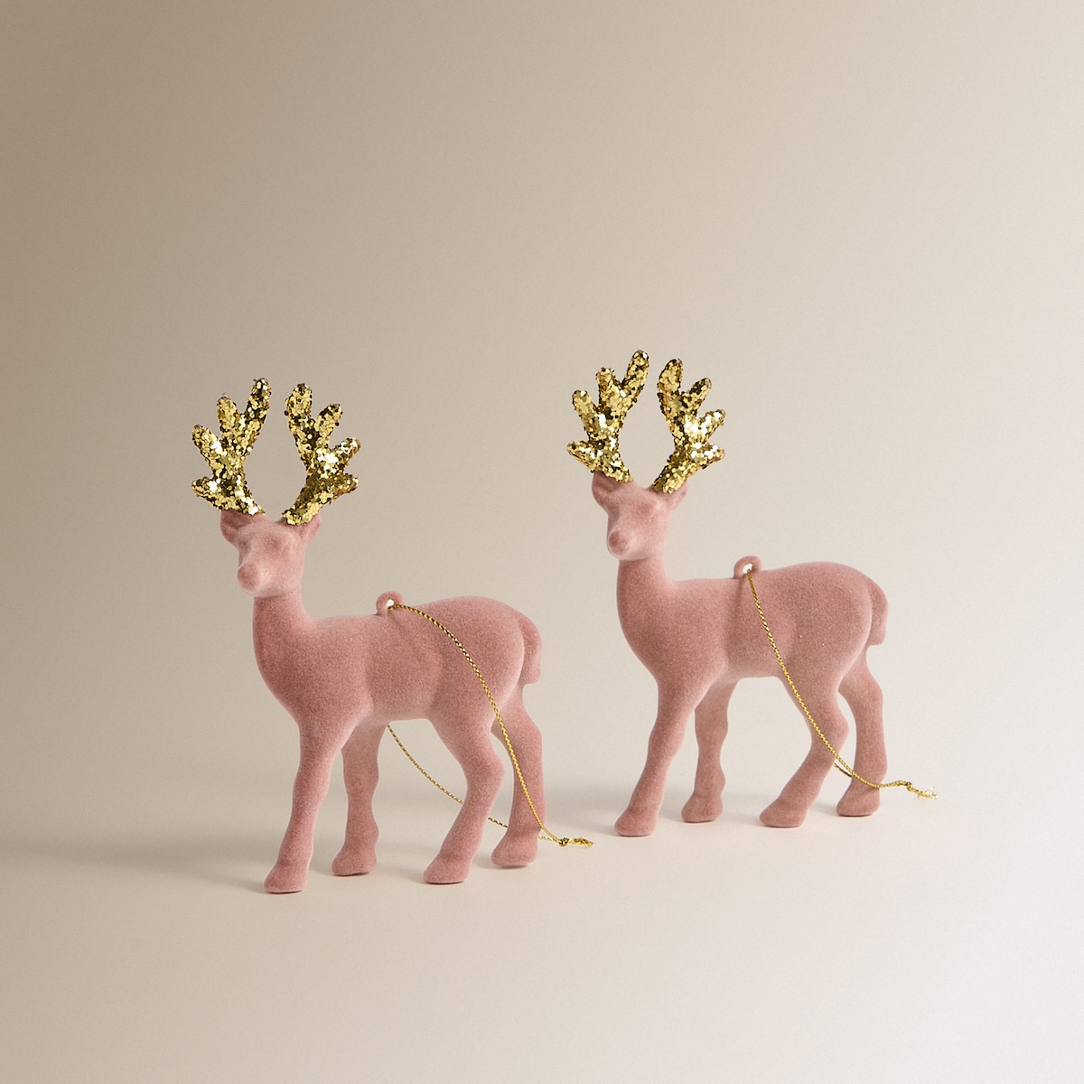 Conjunto de 2 Enfeites com Renas Rosa-2