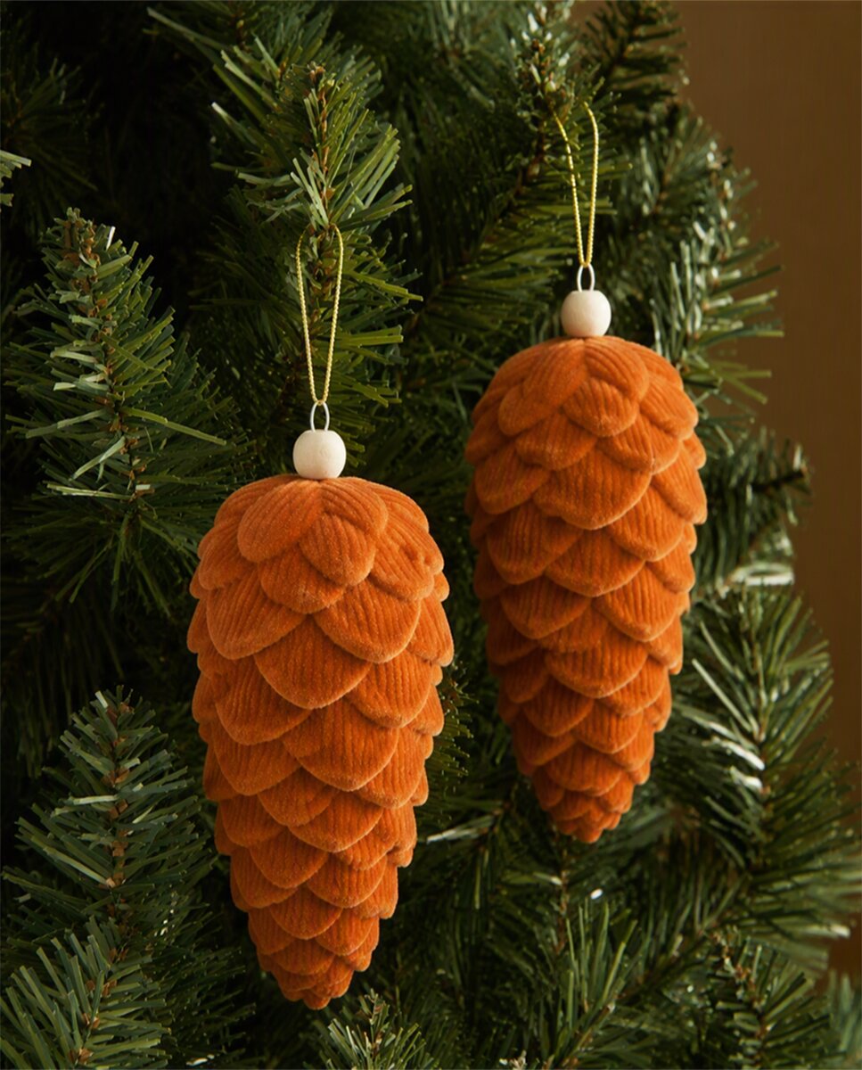 Set de 2 colgantes Piña flocada Navidad - Caramelo Caramelo-1