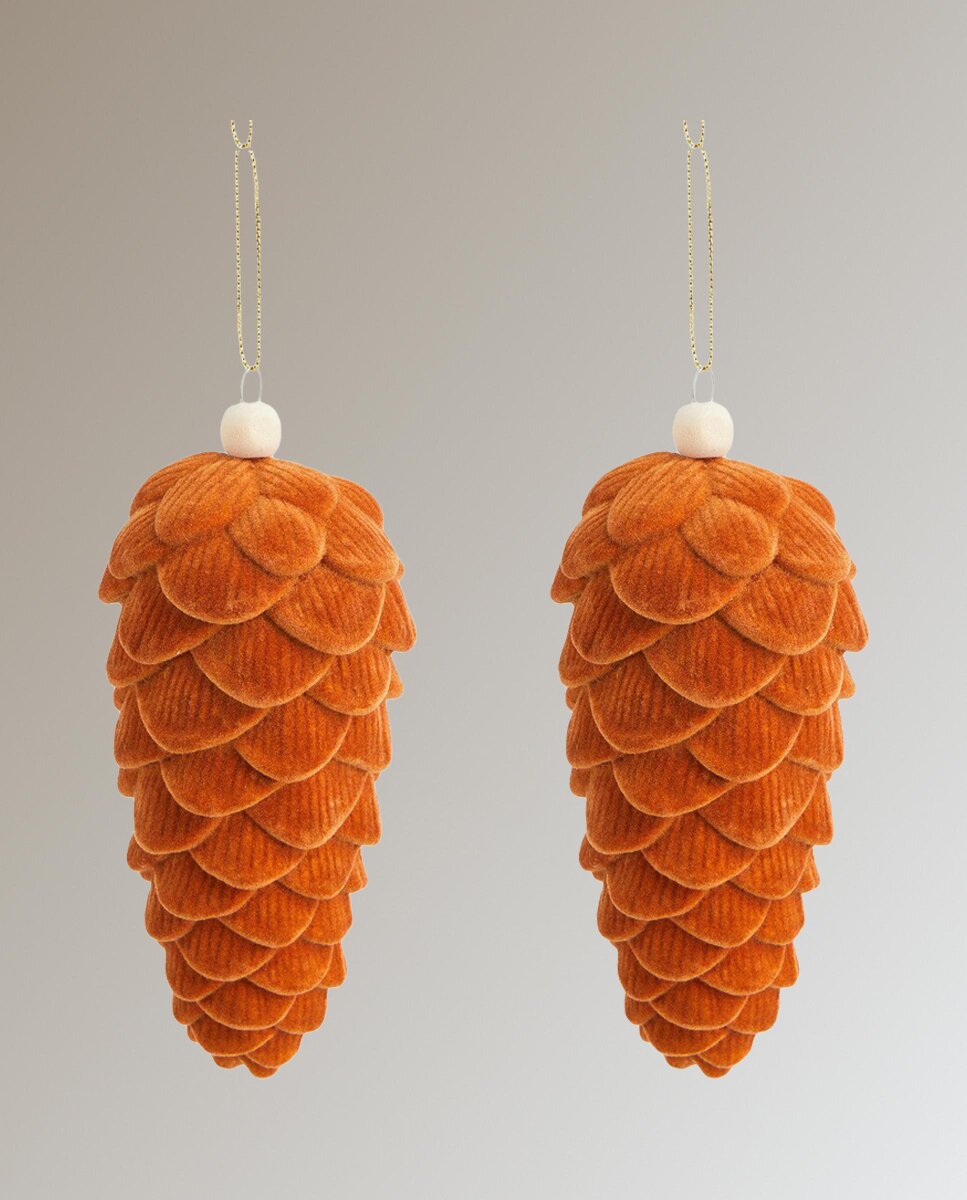 Set de 2 colgantes Piña flocada Navidad - Caramelo Caramelo-2